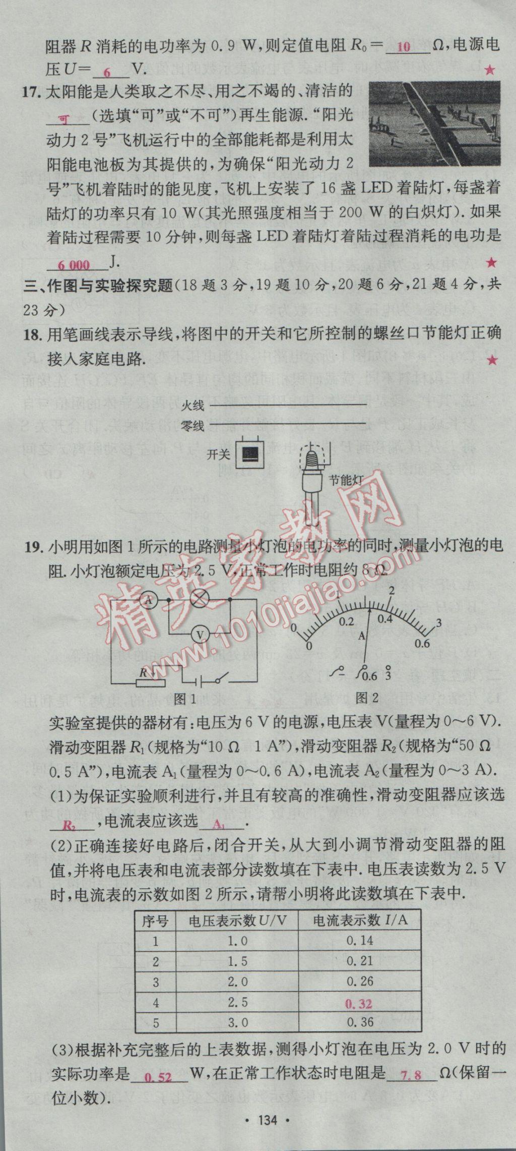 2017年優(yōu)學名師名題九年級物理下冊人教版 測試卷