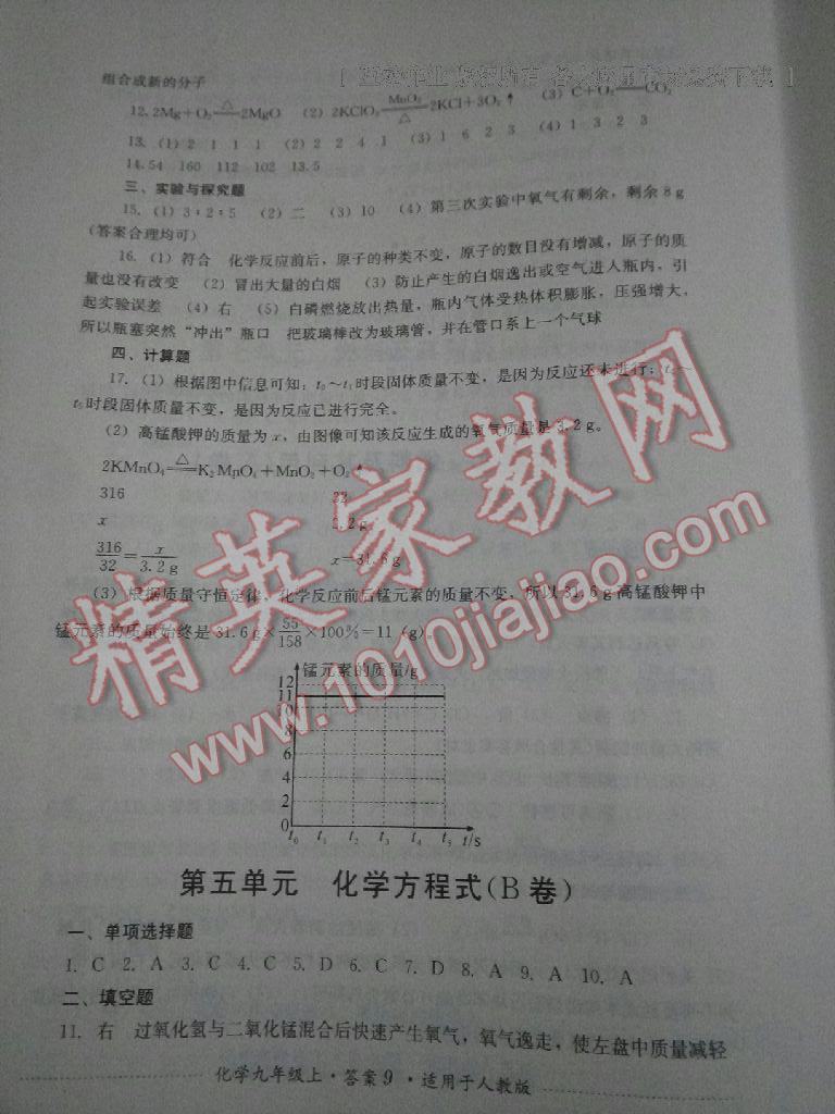 2016年單元測(cè)評(píng)九年級(jí)化學(xué)上冊(cè)人教版四川教育出版社 第14頁(yè)