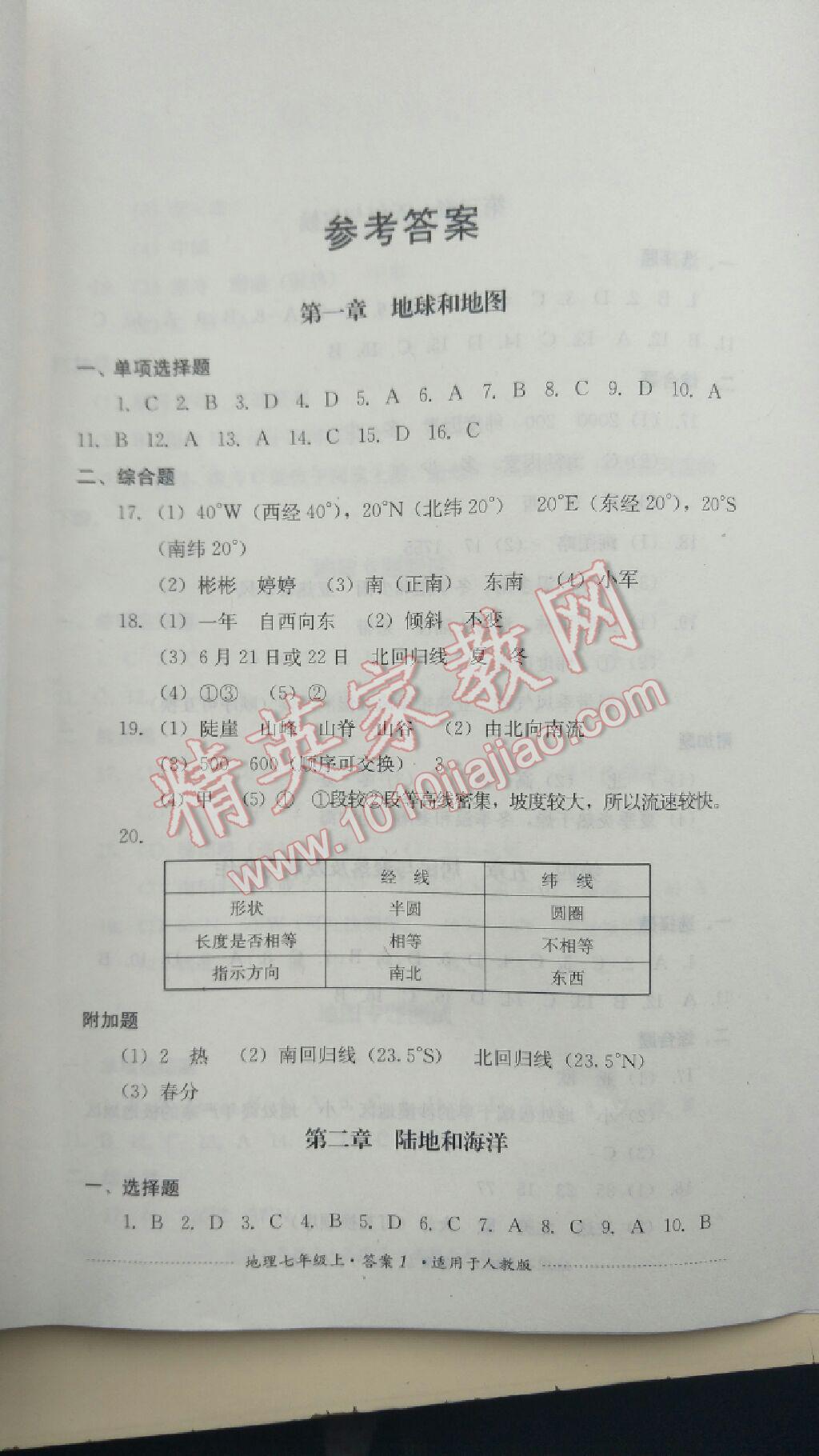 2016年單元測(cè)試七年級(jí)地理上冊(cè)人教版四川教育出版社 第10頁(yè)