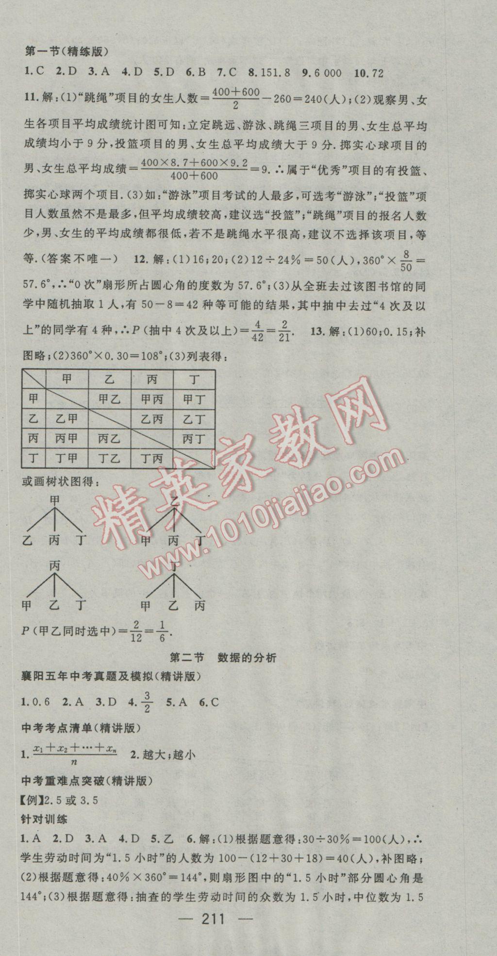 2017年鴻鵠志文化襄陽中考命題研究中考王數(shù)學(xué) 參考答案第51頁