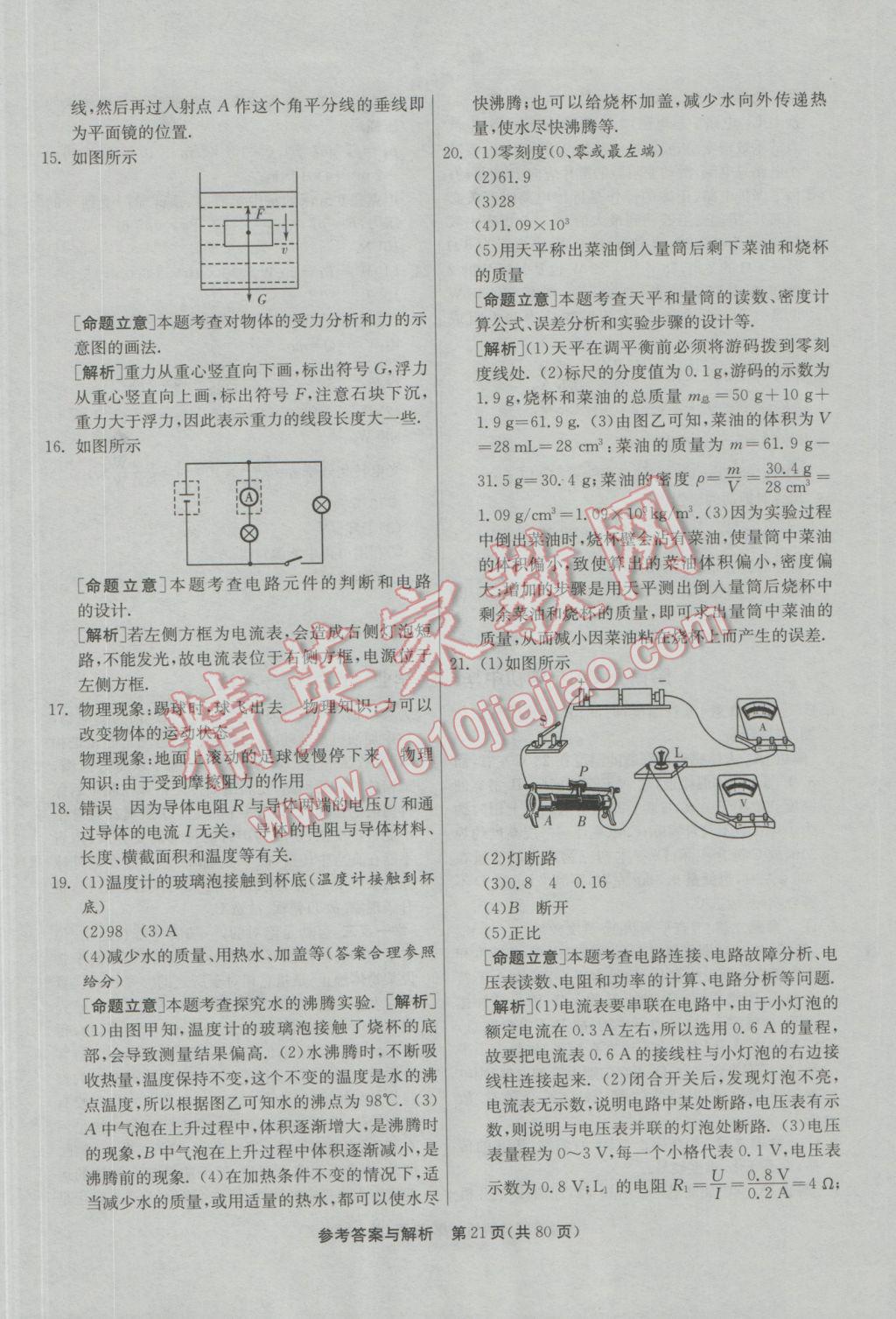 2017年春雨教育考必勝貴州省中考試卷精選物理 參考答案第21頁(yè)