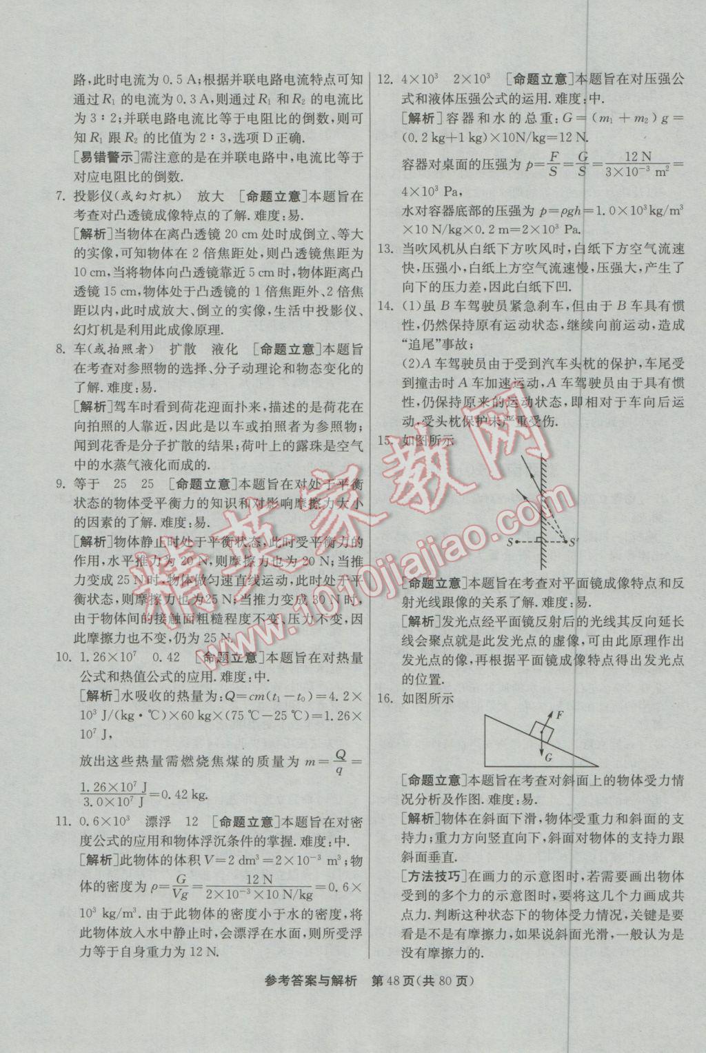 2017年春雨教育考必勝貴州省中考試卷精選物理 參考答案第48頁(yè)