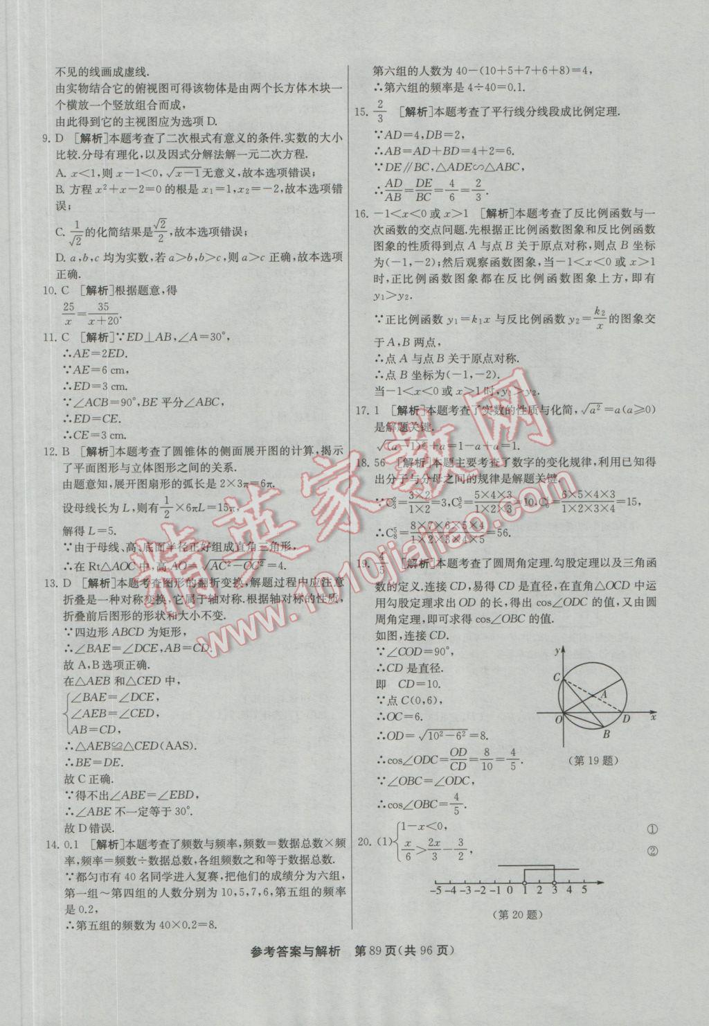 2017年春雨教育考必勝貴州省中考試卷精選數(shù)學 參考答案第89頁