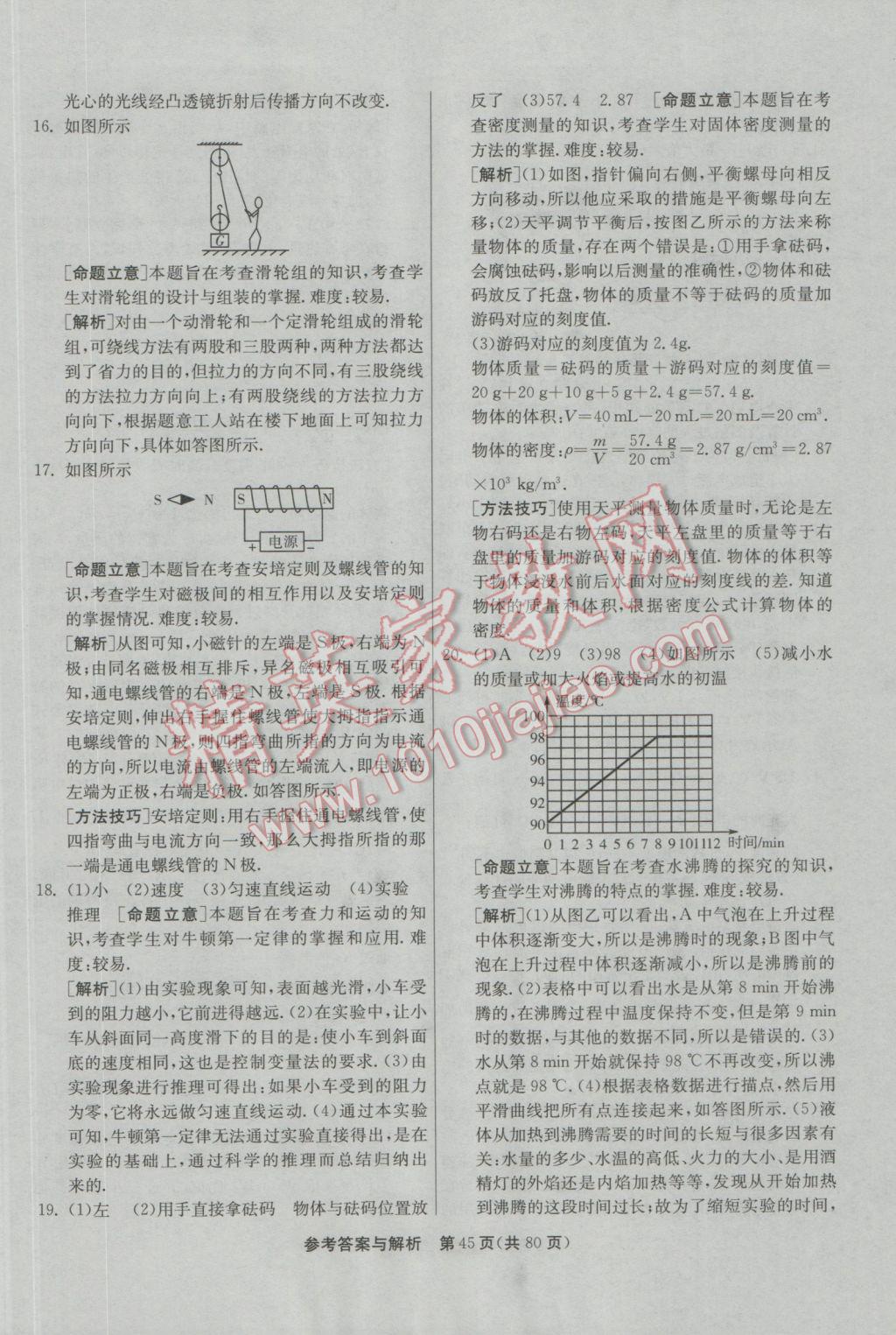 2017年春雨教育考必勝貴州省中考試卷精選物理 參考答案第45頁