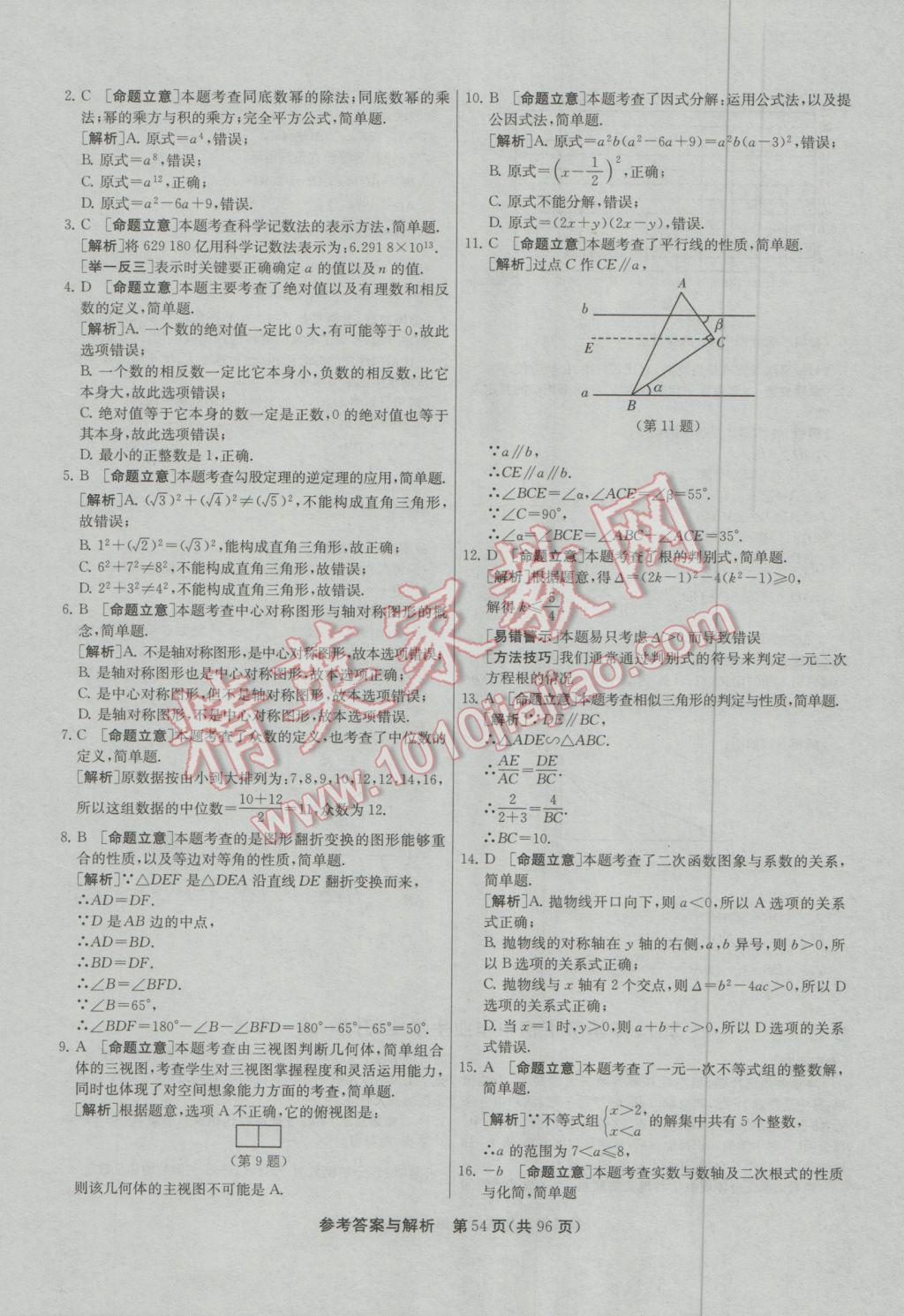 2017年春雨教育考必勝貴州省中考試卷精選數(shù)學(xué) 參考答案第54頁