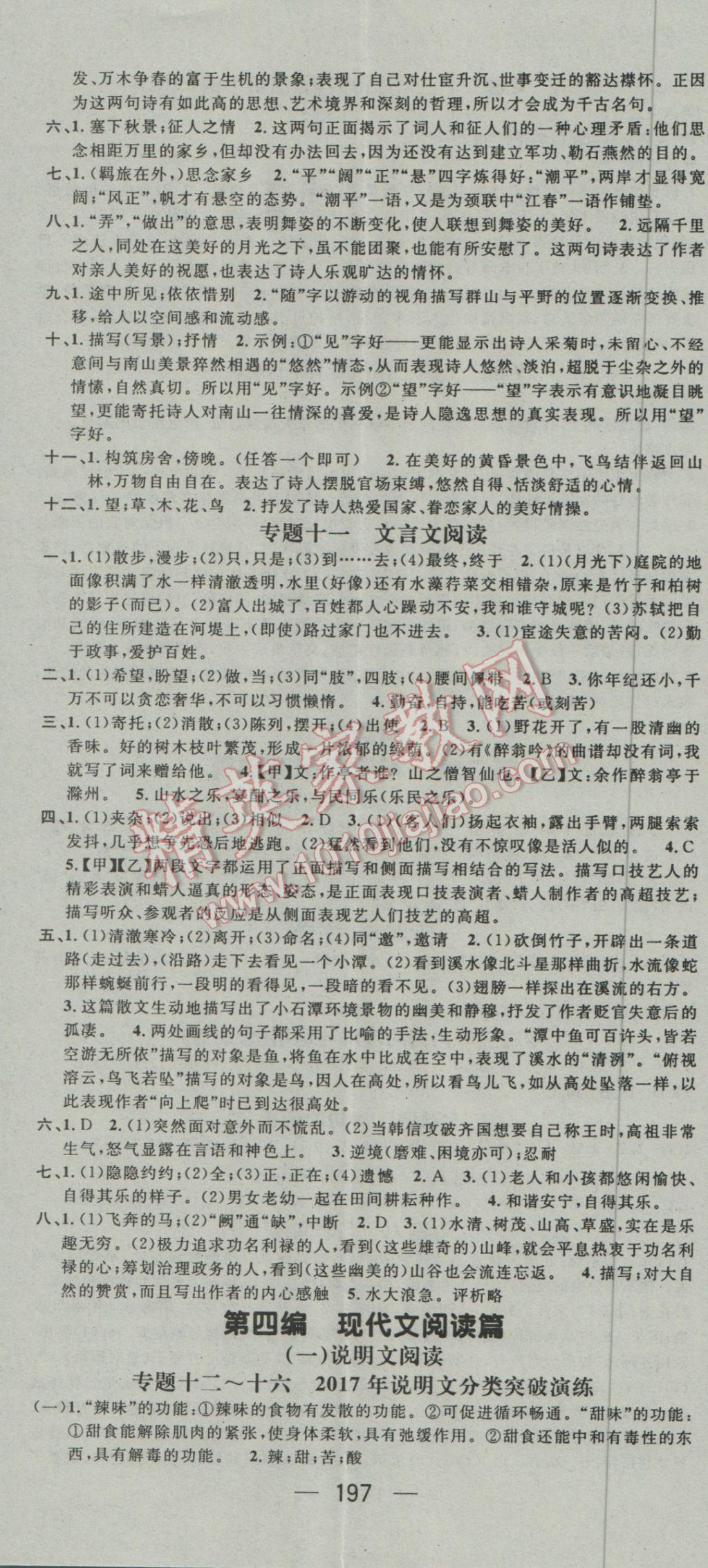 2017年鴻鵠志文化襄陽(yáng)中考命題研究中考王語(yǔ)文 參考答案第17頁(yè)