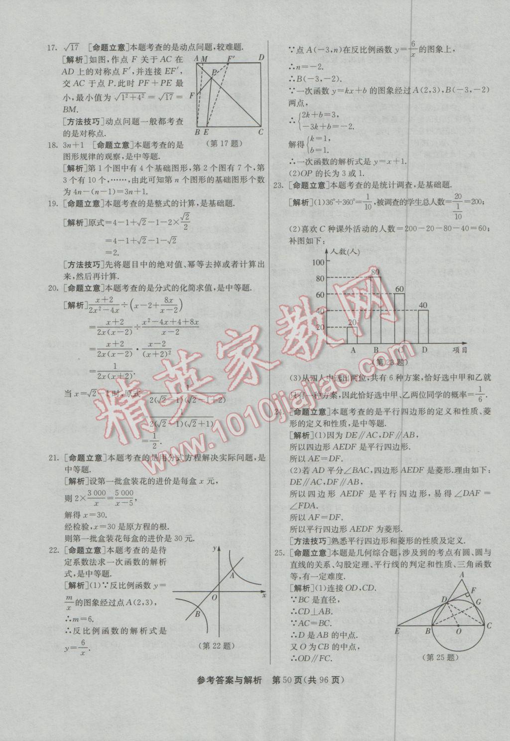 2017年春雨教育考必胜贵州省中考试卷精选数学 参考答案第50页