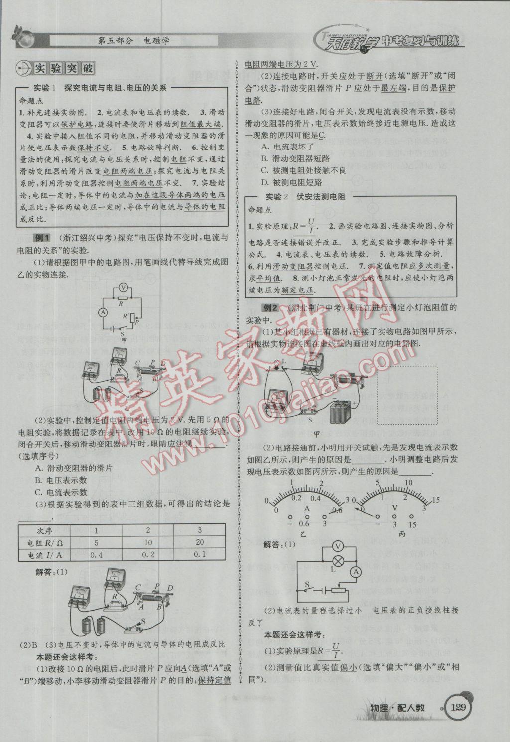 2017年天府教與學(xué)四川中考復(fù)習(xí)與訓(xùn)練物理人教版 第一篇第五第六部分參考答案第88頁