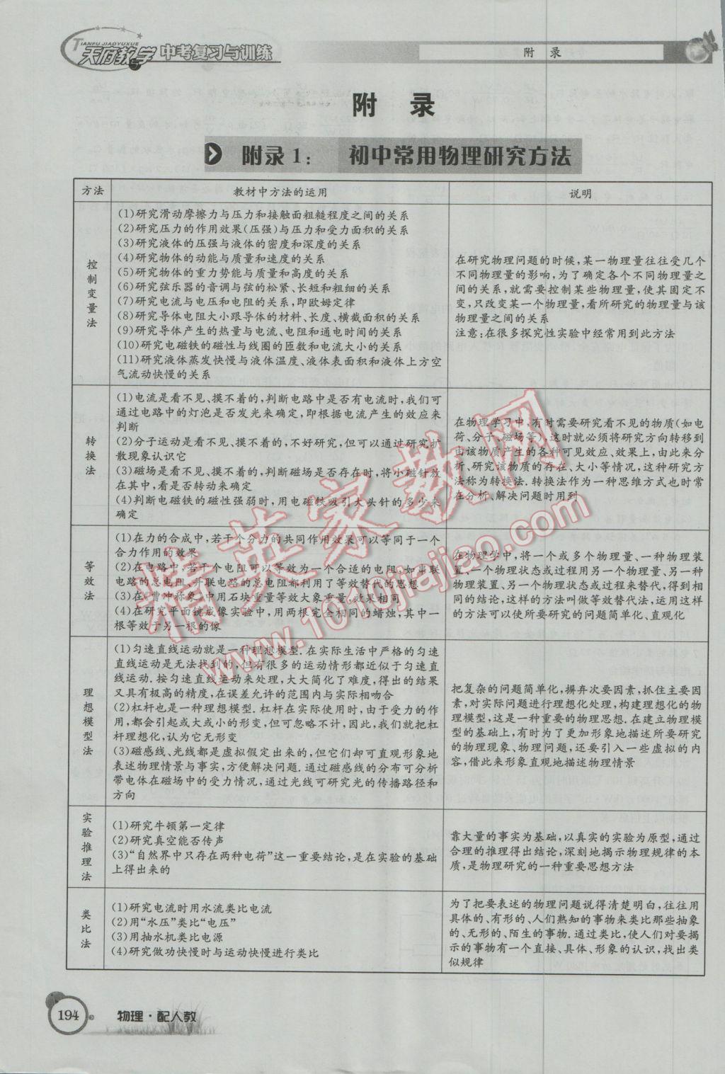 2017年天府教與學(xué)四川中考復(fù)習(xí)與訓(xùn)練物理人教版 第二篇參考答案第218頁(yè)