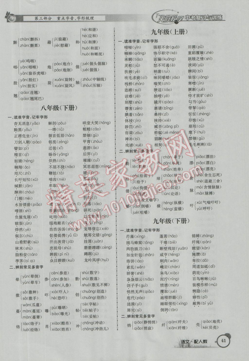 2017年天府教與學(xué)四川中考復(fù)習(xí)與訓(xùn)練語(yǔ)文人教版 第一篇參考答案第66頁(yè)