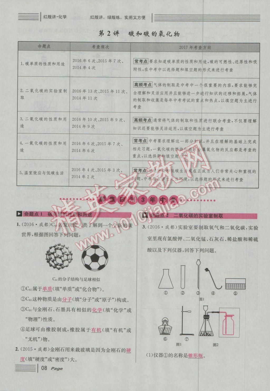 2017年南充火线100天中考滚动复习法化学 红版讲主题一参考答案第74页