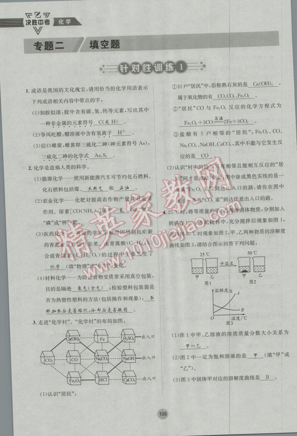 2017年决胜中考化学南充专版 第二轮参考答案第139页