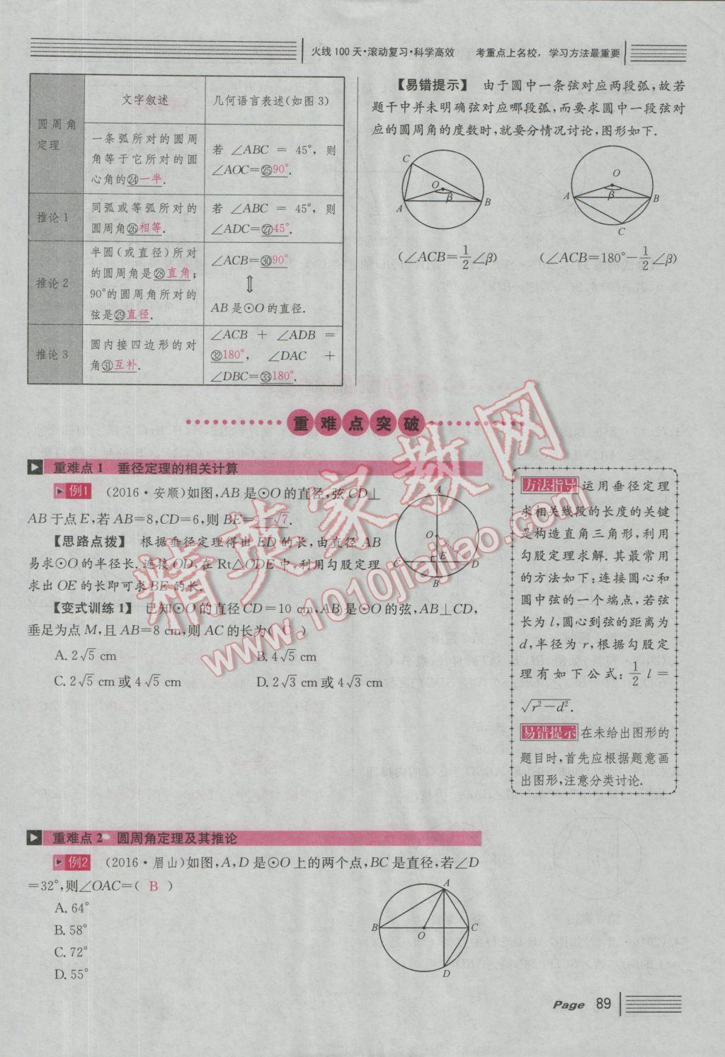 2017年南充火線100天中考滾動復習法數(shù)學 紅版講第五到第八單元參考答案第139頁