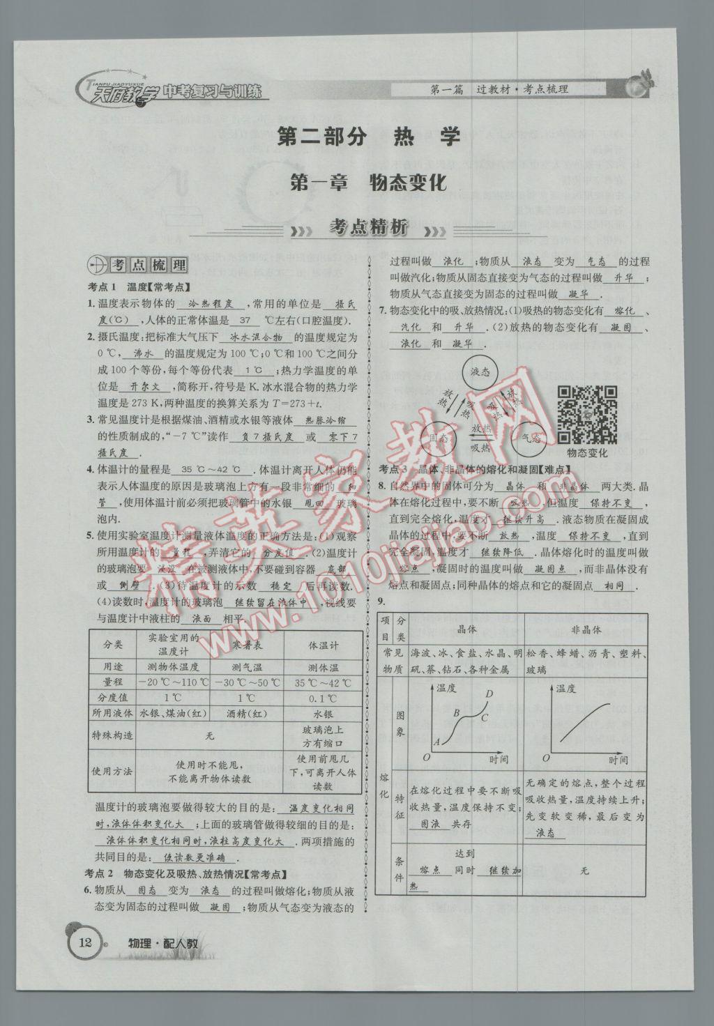 2017年天府教與學(xué)四川中考復(fù)習(xí)與訓(xùn)練物理人教版 第一篇第一第二第三部分參考答案第36頁