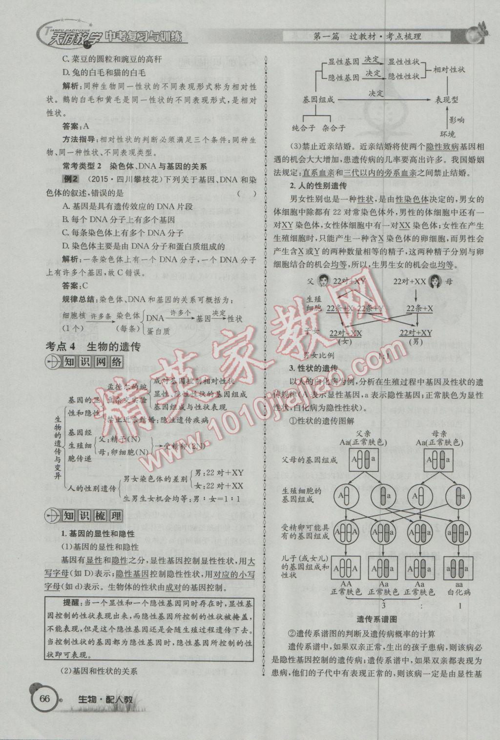 2017年天府教與學(xué)四川中考復(fù)習(xí)與訓(xùn)練生物人教版 第一篇參考答案第69頁(yè)