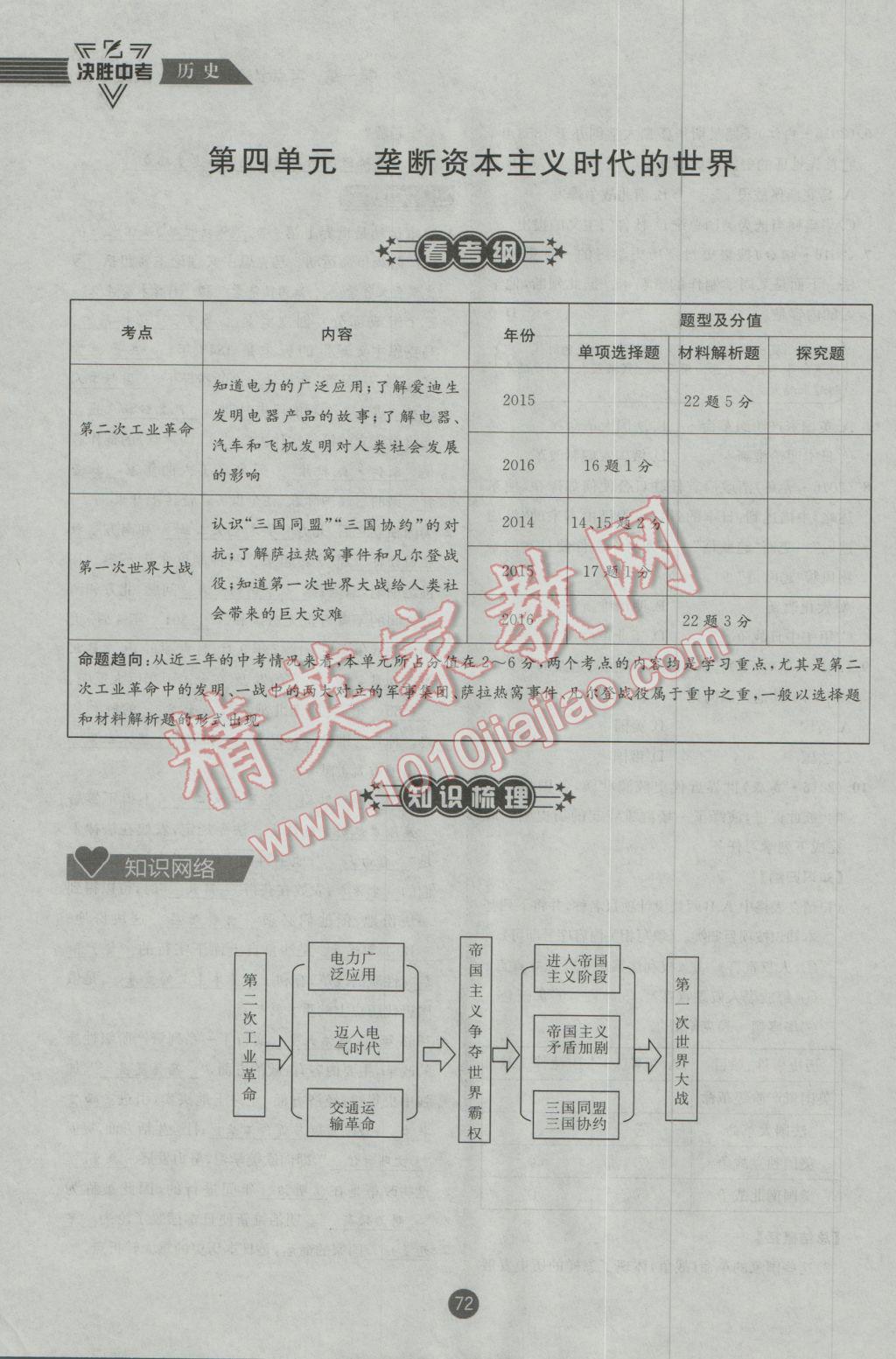 2017年決勝中考歷史南充專版 第一編板塊三板塊四參考答案第73頁