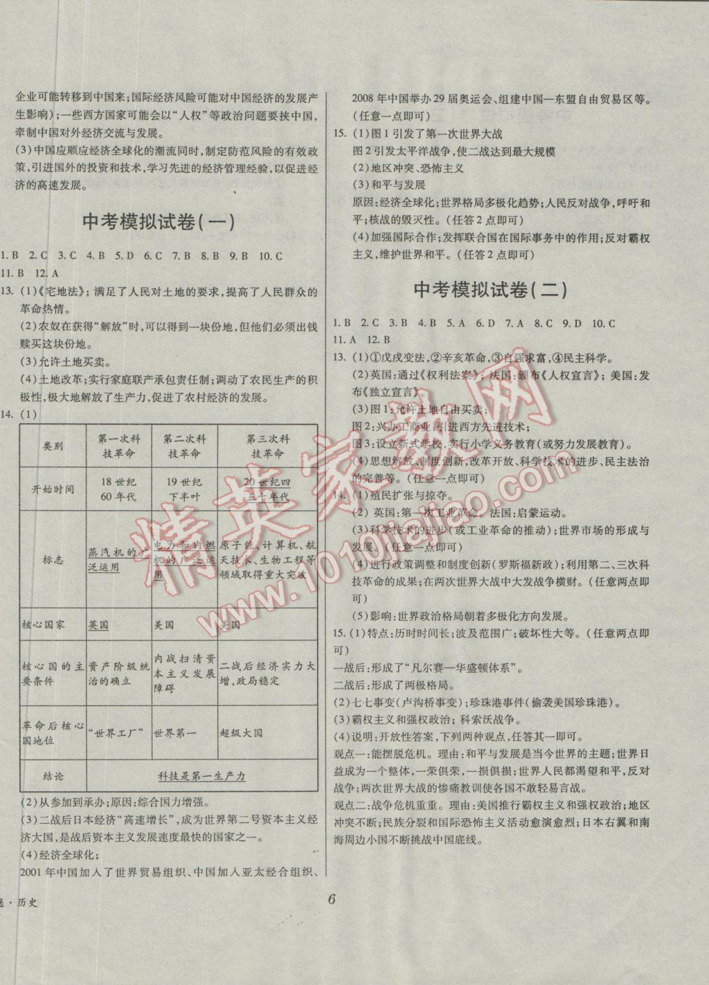 2016年走進(jìn)名校中考一本通歷史 參考答案第6頁