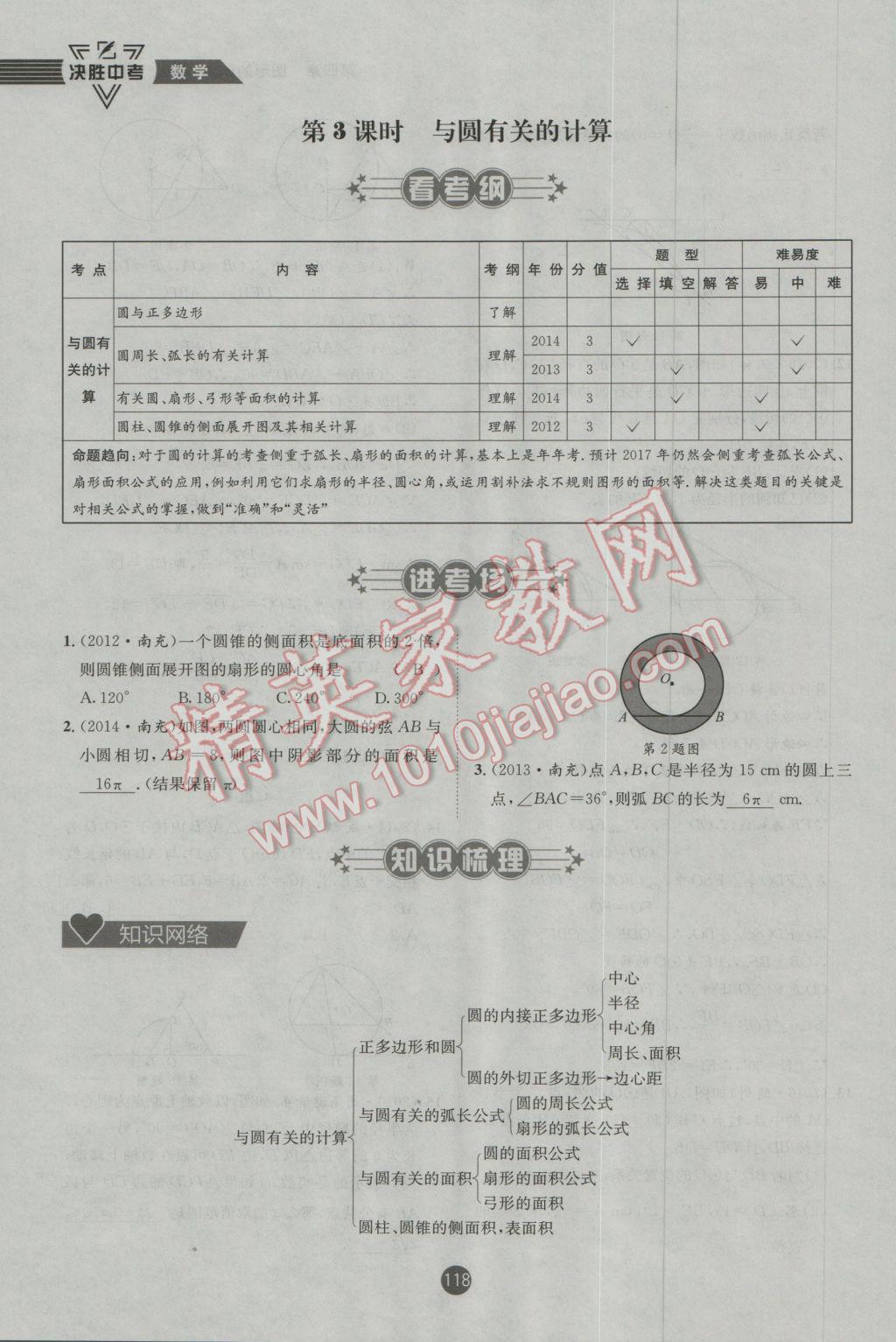 2017年決勝中考初中全程復(fù)習(xí)數(shù)學(xué)安徽專版 第一輪第四章參考答案第216頁(yè)