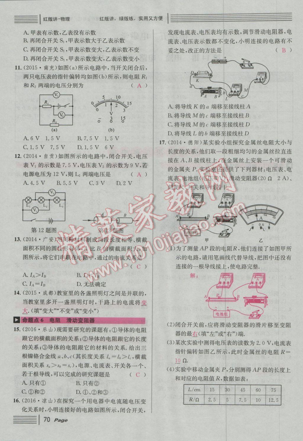 2017年南充火線(xiàn)100天中考滾動(dòng)復(fù)習(xí)法物理 紅版講模塊五參考答案第104頁(yè)