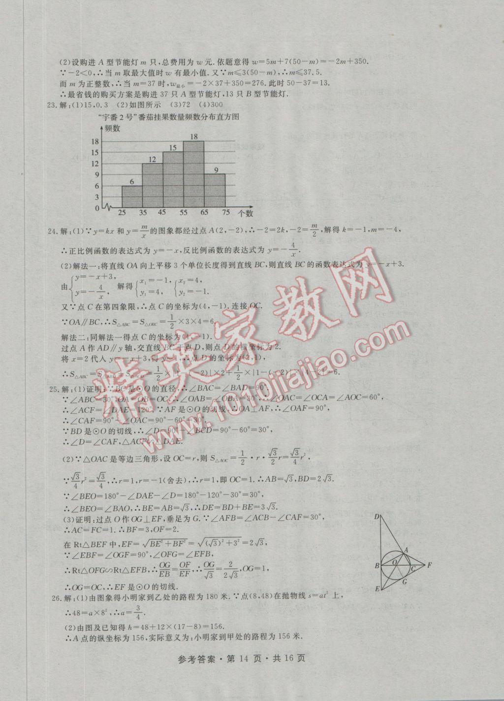 2017年初中畢業(yè)生升學(xué)模擬考試數(shù)學(xué) 參考答案第14頁