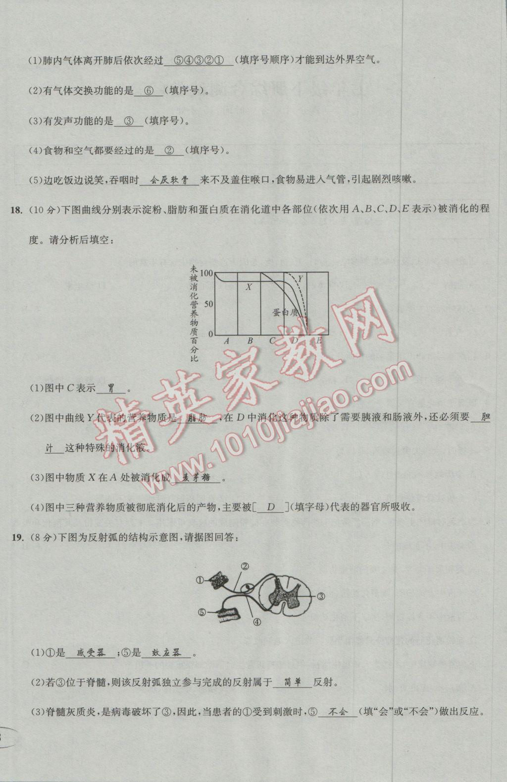 2017年決勝中考生物南充專版 活頁(yè)測(cè)試卷參考答案第16頁(yè)