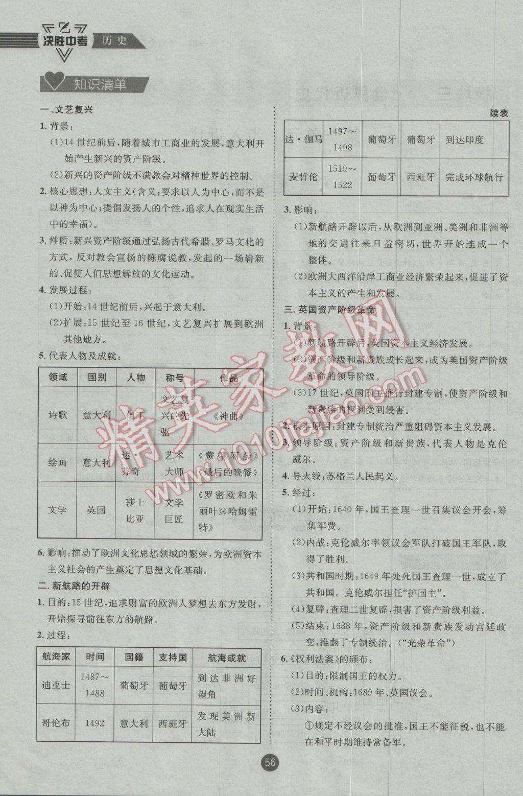 2017年決勝中考歷史南充專版 第一編板塊三板塊四參考答案第57頁