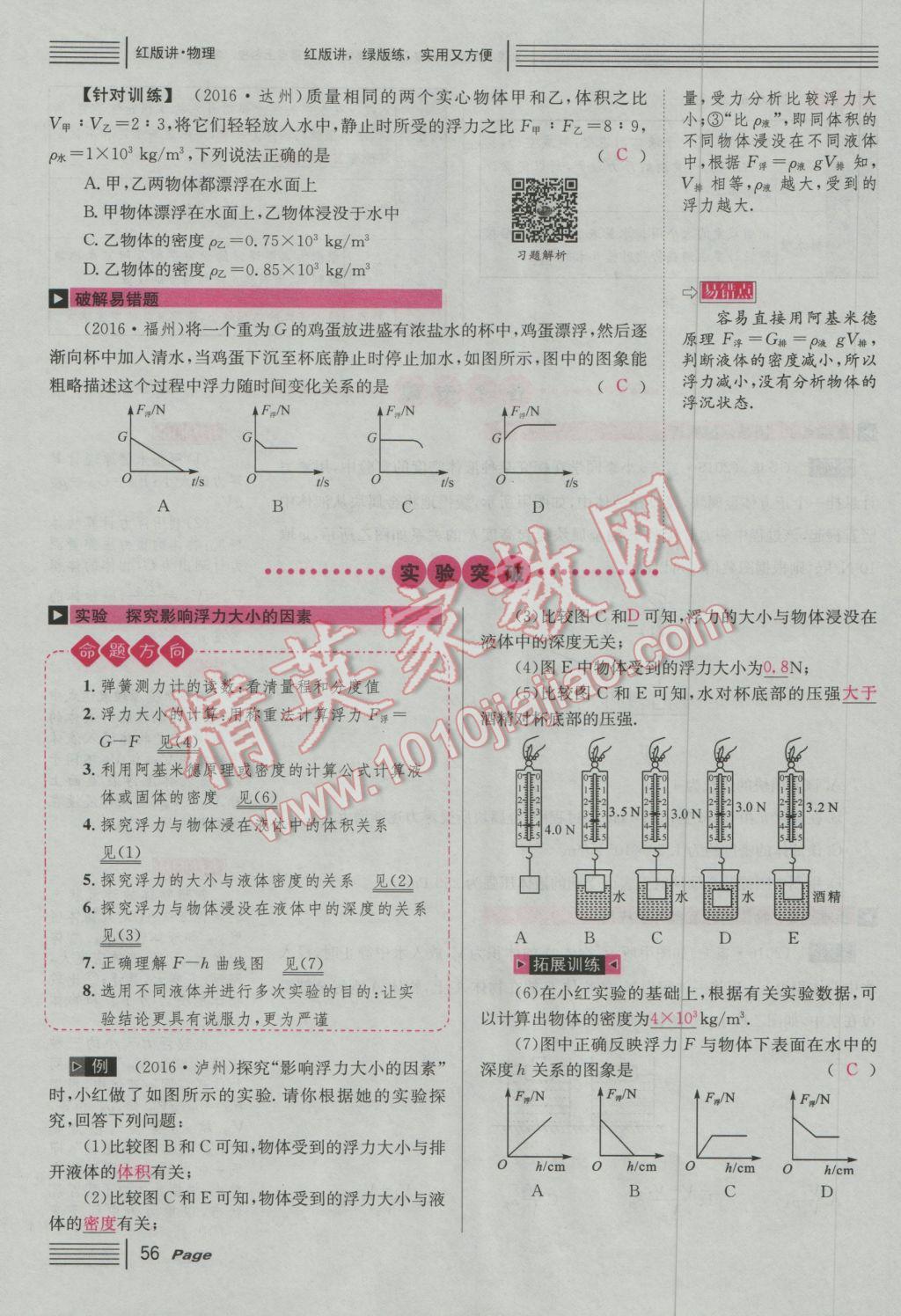 2017年南充火線100天中考滾動(dòng)復(fù)習(xí)法物理 紅版講模塊四參考答案第162頁