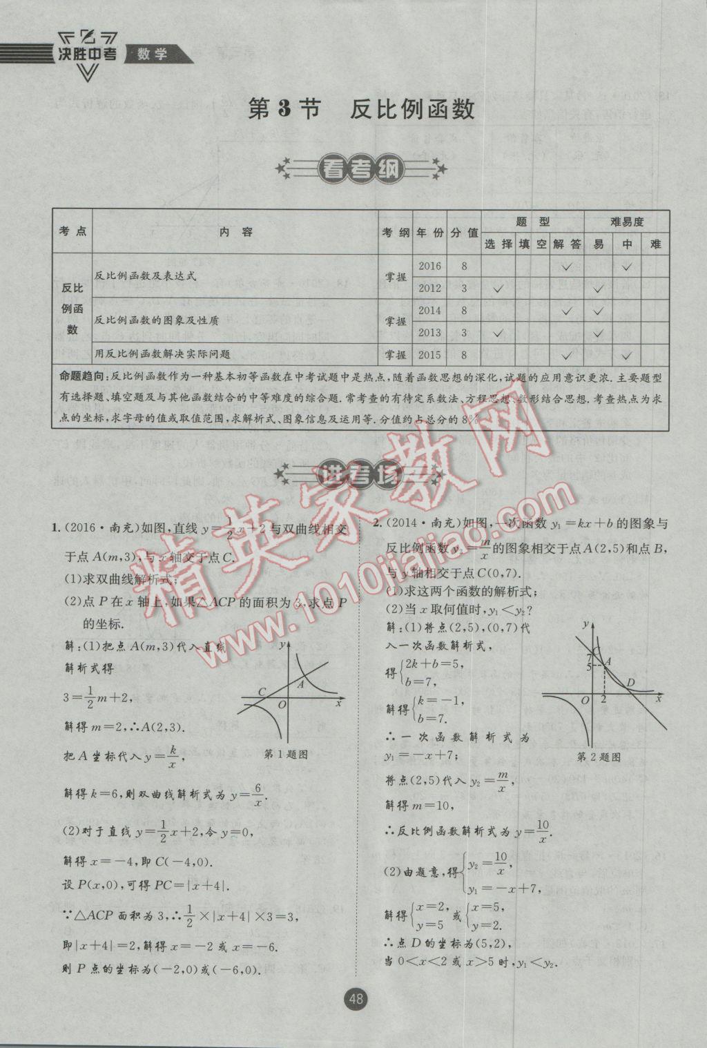 2017年決勝中考初中全程復(fù)習(xí)數(shù)學(xué)安徽專版 第一輪第三章參考答案第109頁(yè)