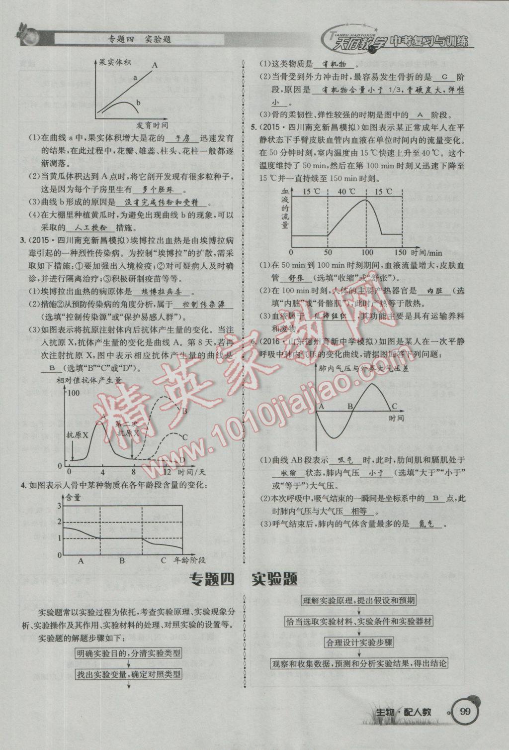 2017年天府教與學(xué)四川中考復(fù)習(xí)與訓(xùn)練生物人教版 第二篇參考答案第102頁(yè)