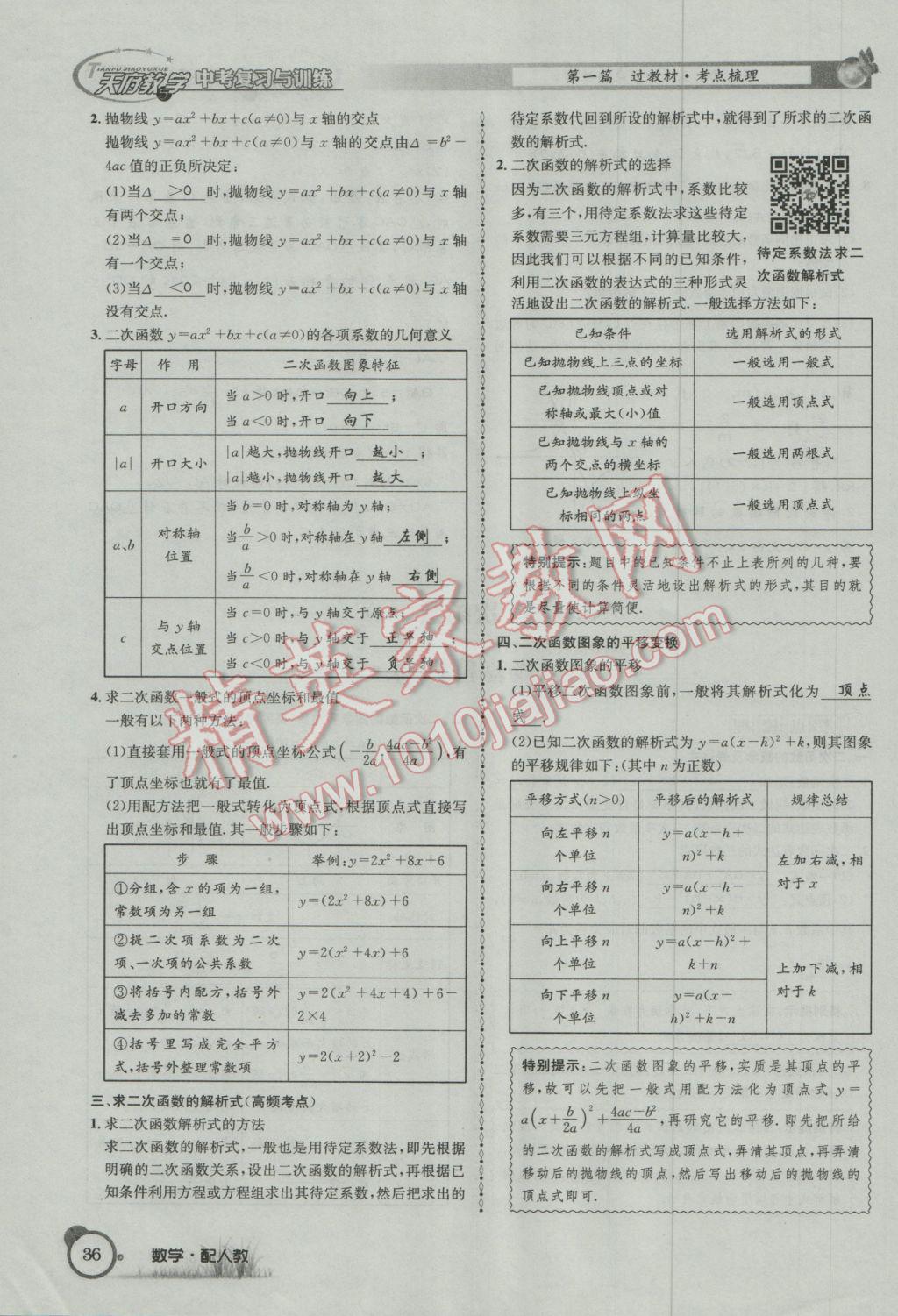 2017年天府教與學(xué)四川中考復(fù)習(xí)與訓(xùn)練數(shù)學(xué)人教版 第一篇第一到第四章參考答案第68頁