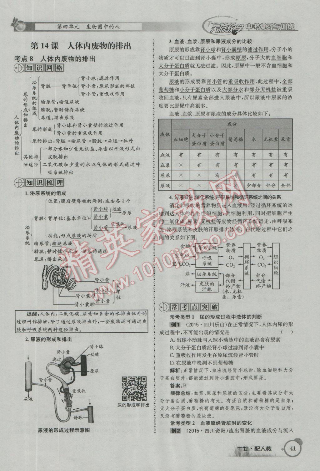 2017年天府教與學(xué)四川中考復(fù)習(xí)與訓(xùn)練生物人教版 第一篇參考答案第44頁