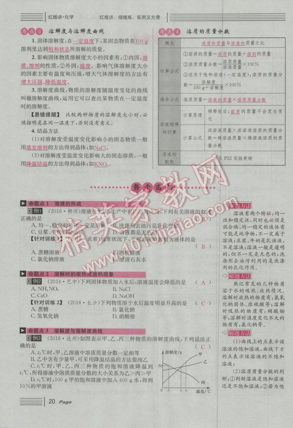 2017年南充火線100天中考滾動復習法化學 紅版講主題一參考答案第86頁