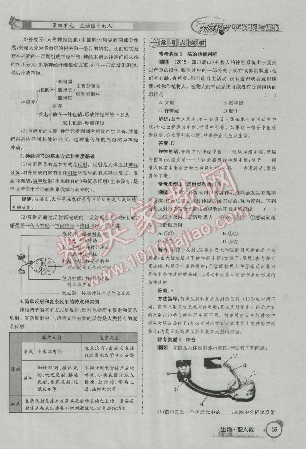 2017年天府教與學(xué)四川中考復(fù)習(xí)與訓(xùn)練生物人教版 第一篇參考答案第48頁