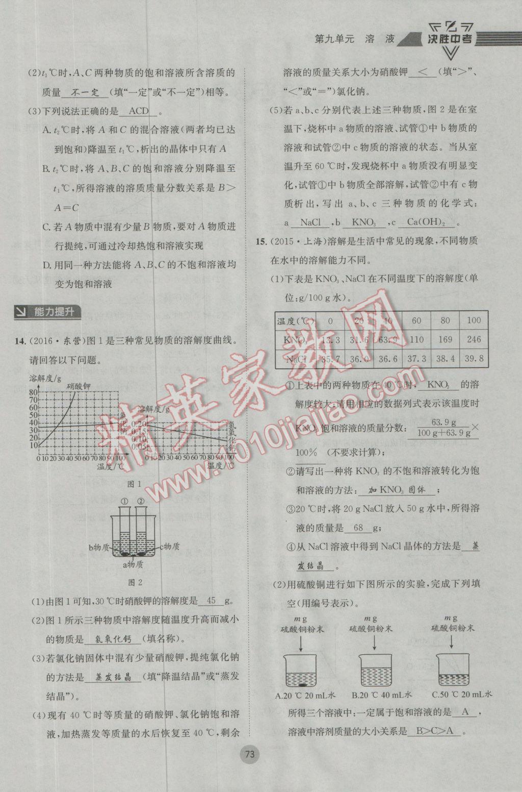 2017年決勝中考化學(xué)南充專版 第一輪第七到第十二單元參考答案第106頁(yè)