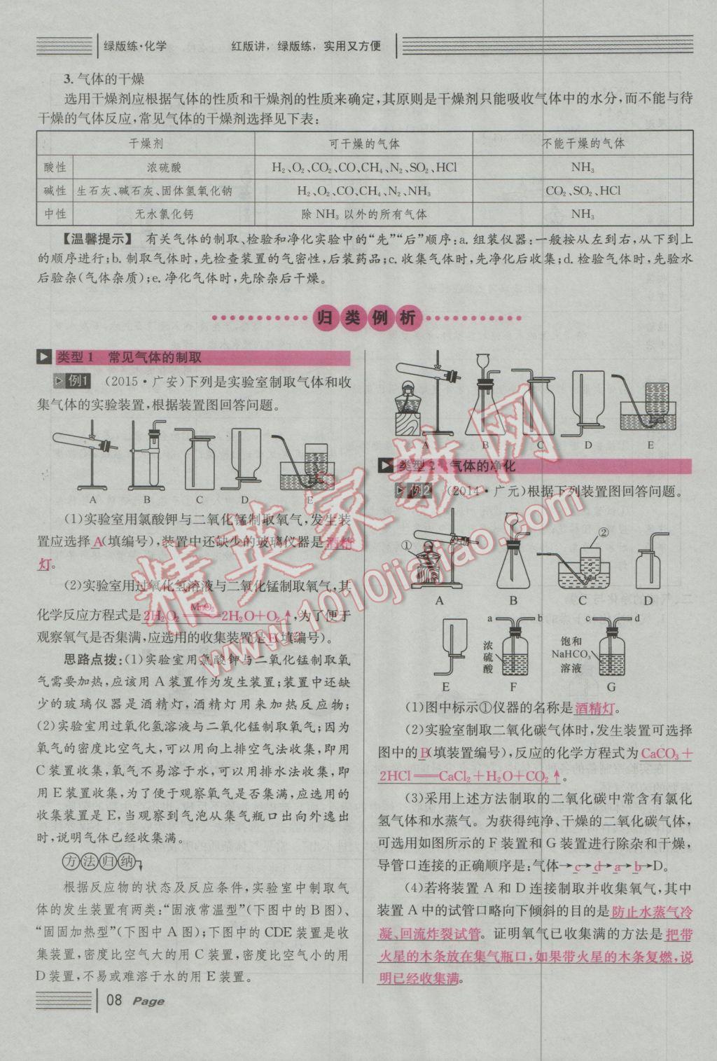 2017年南充火线100天中考滚动复习法化学 绿版练参考答案第164页