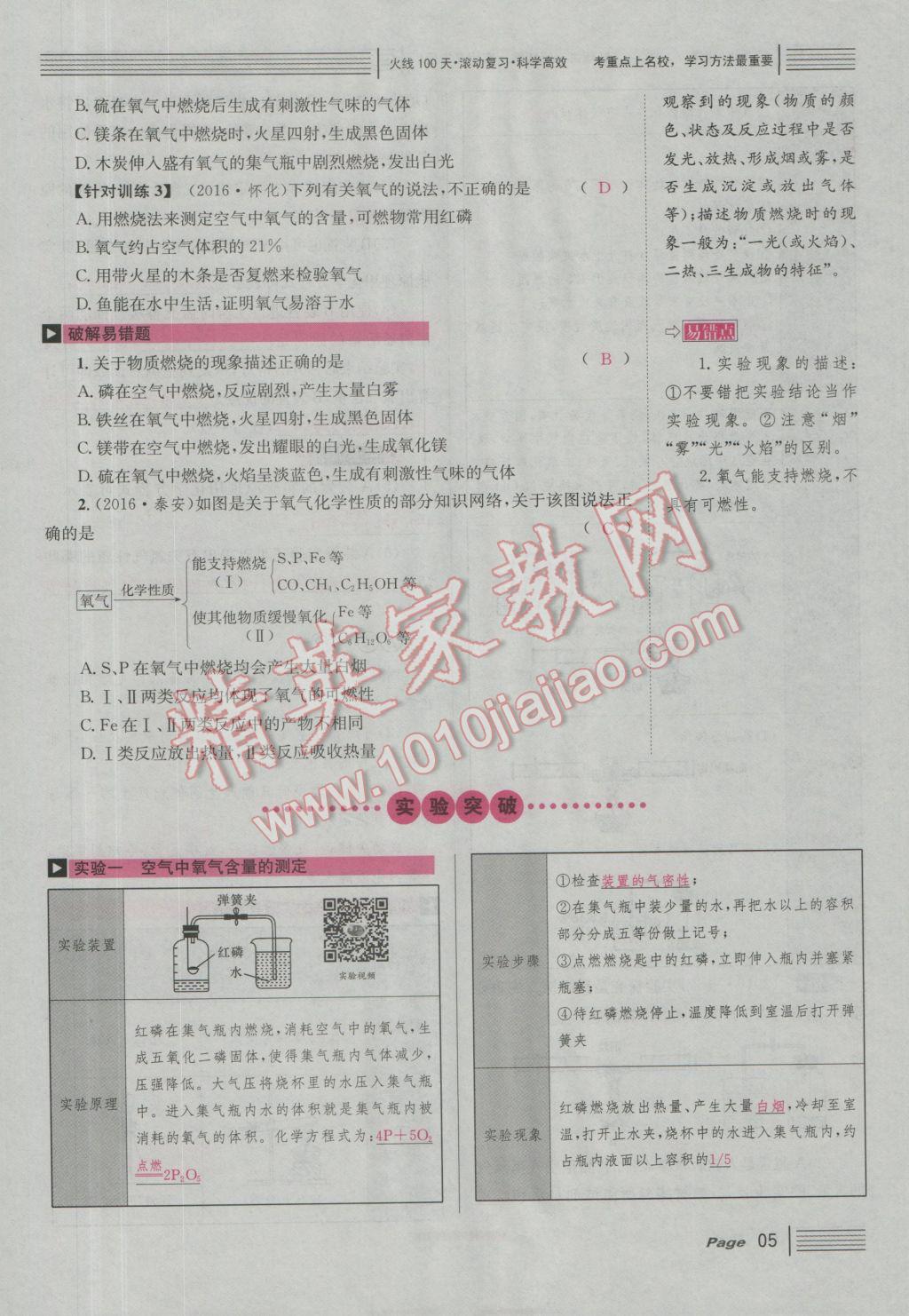 2017年南充火线100天中考滚动复习法化学 红版讲主题一参考答案第71页