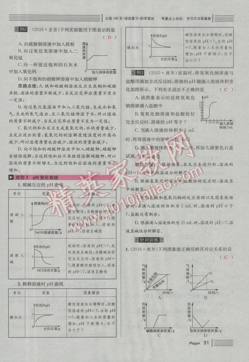 2017年南充火线100天中考滚动复习法化学 红版讲中考四大题型参考答案第31页