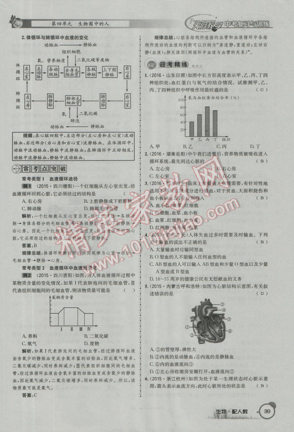 2017年天府教與學(xué)四川中考復(fù)習(xí)與訓(xùn)練生物人教版 第一篇參考答案第42頁