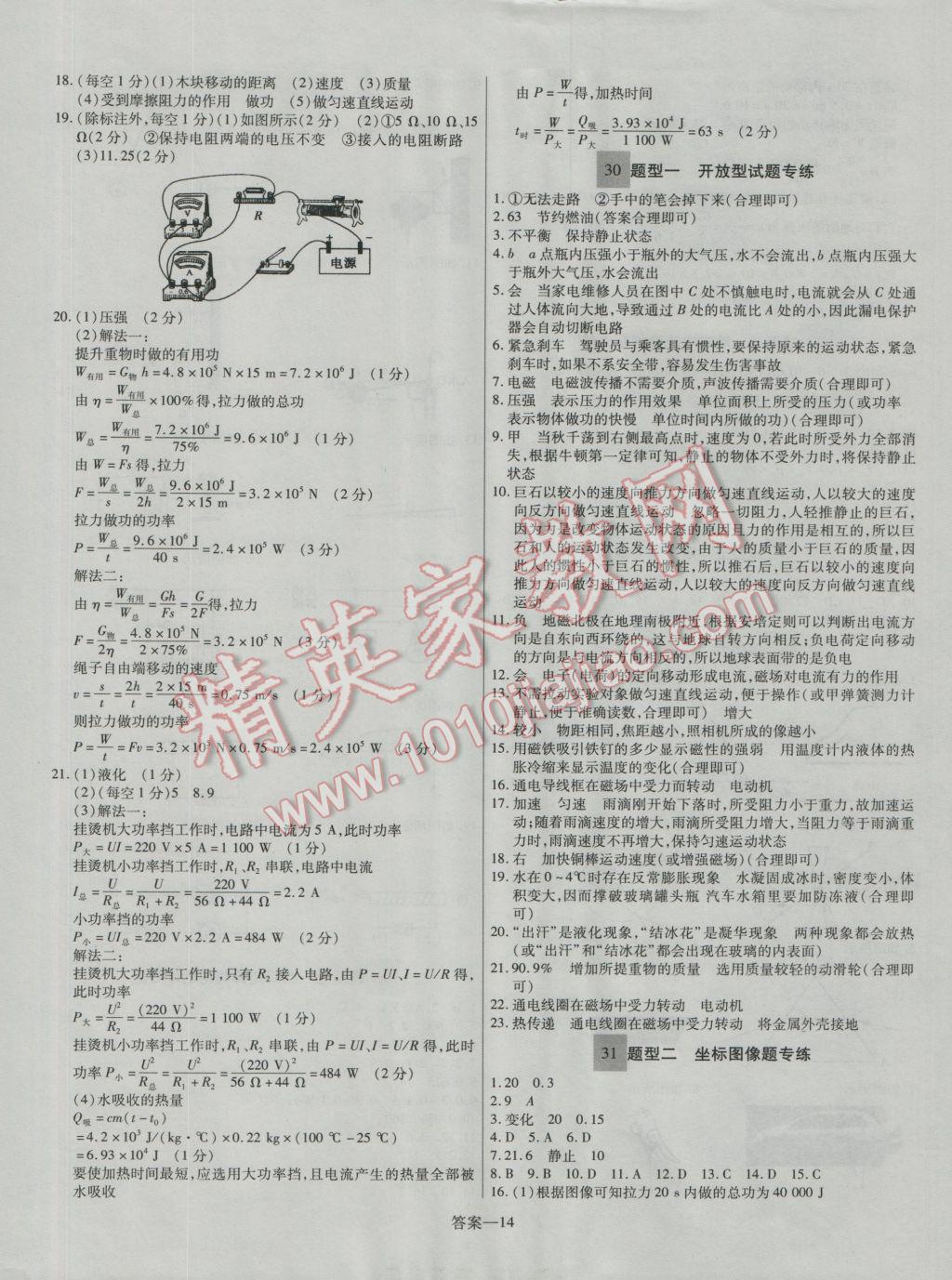 2017年顧源教育中考必備名師解密熱點(diǎn)試題匯編物理 參考答案第13頁(yè)