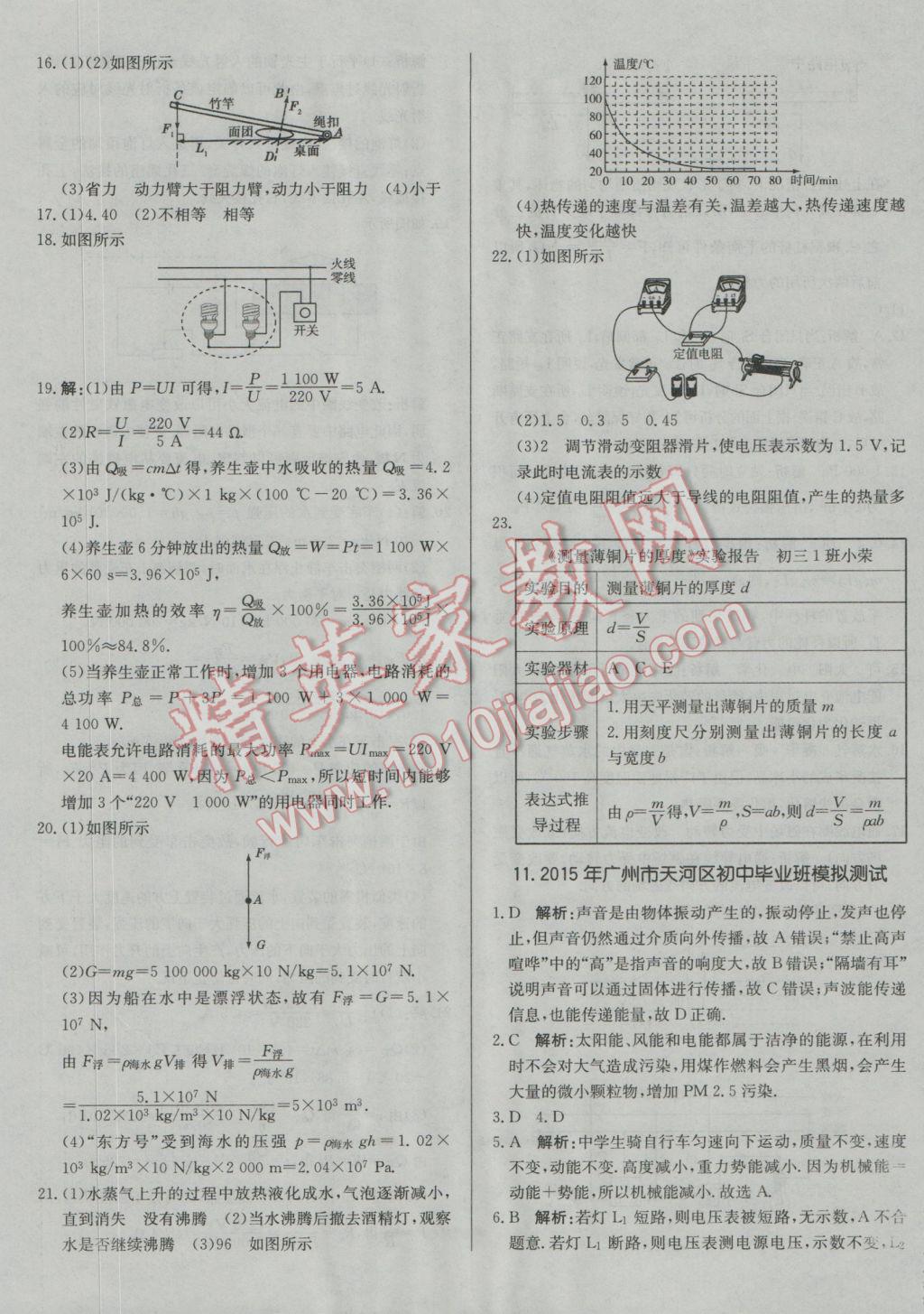 2017年北教傳媒實戰(zhàn)廣州中考物理 參考答案第21頁