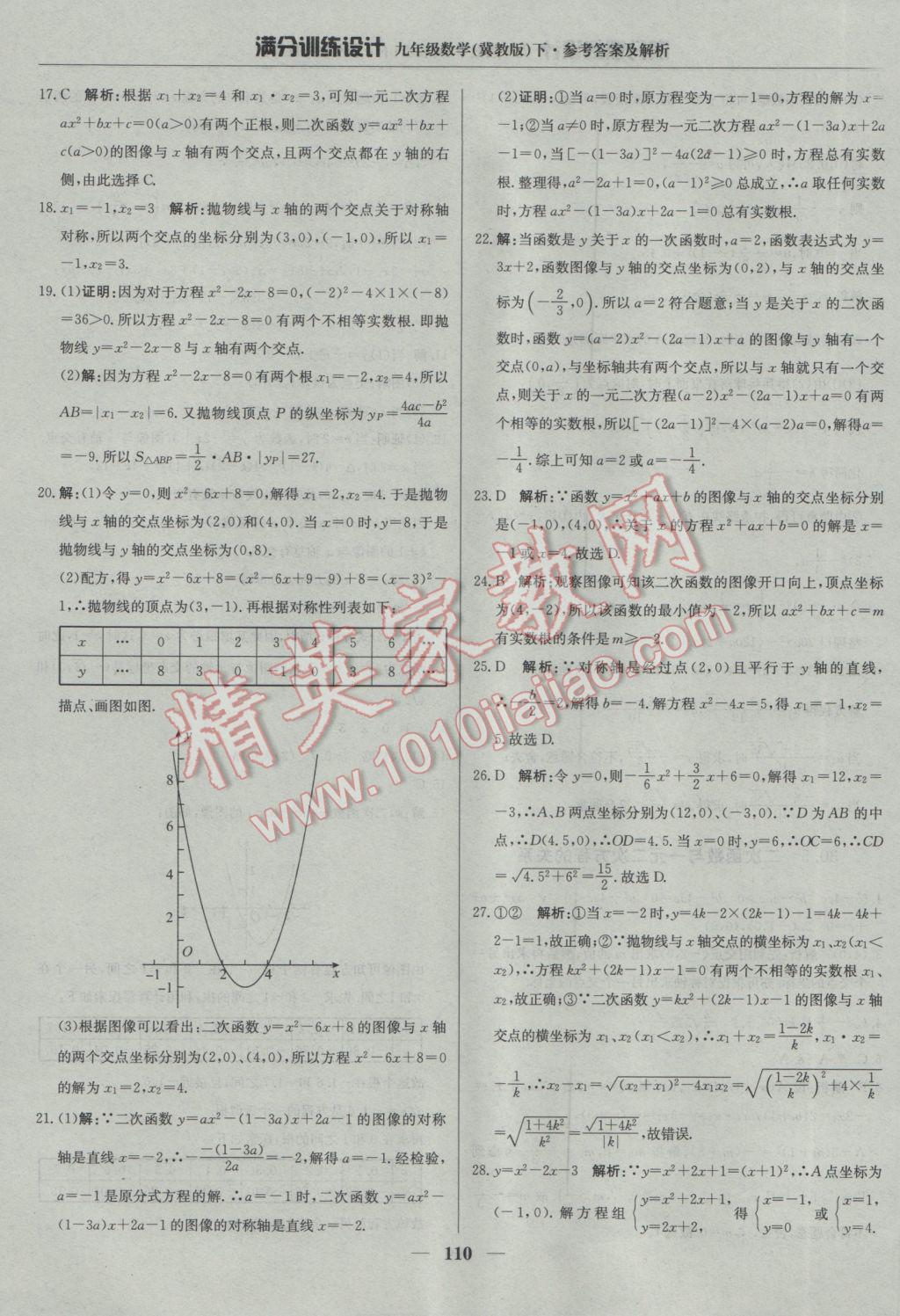 2017年滿分訓(xùn)練設(shè)計(jì)九年級(jí)數(shù)學(xué)下冊(cè)冀教版 參考答案第23頁