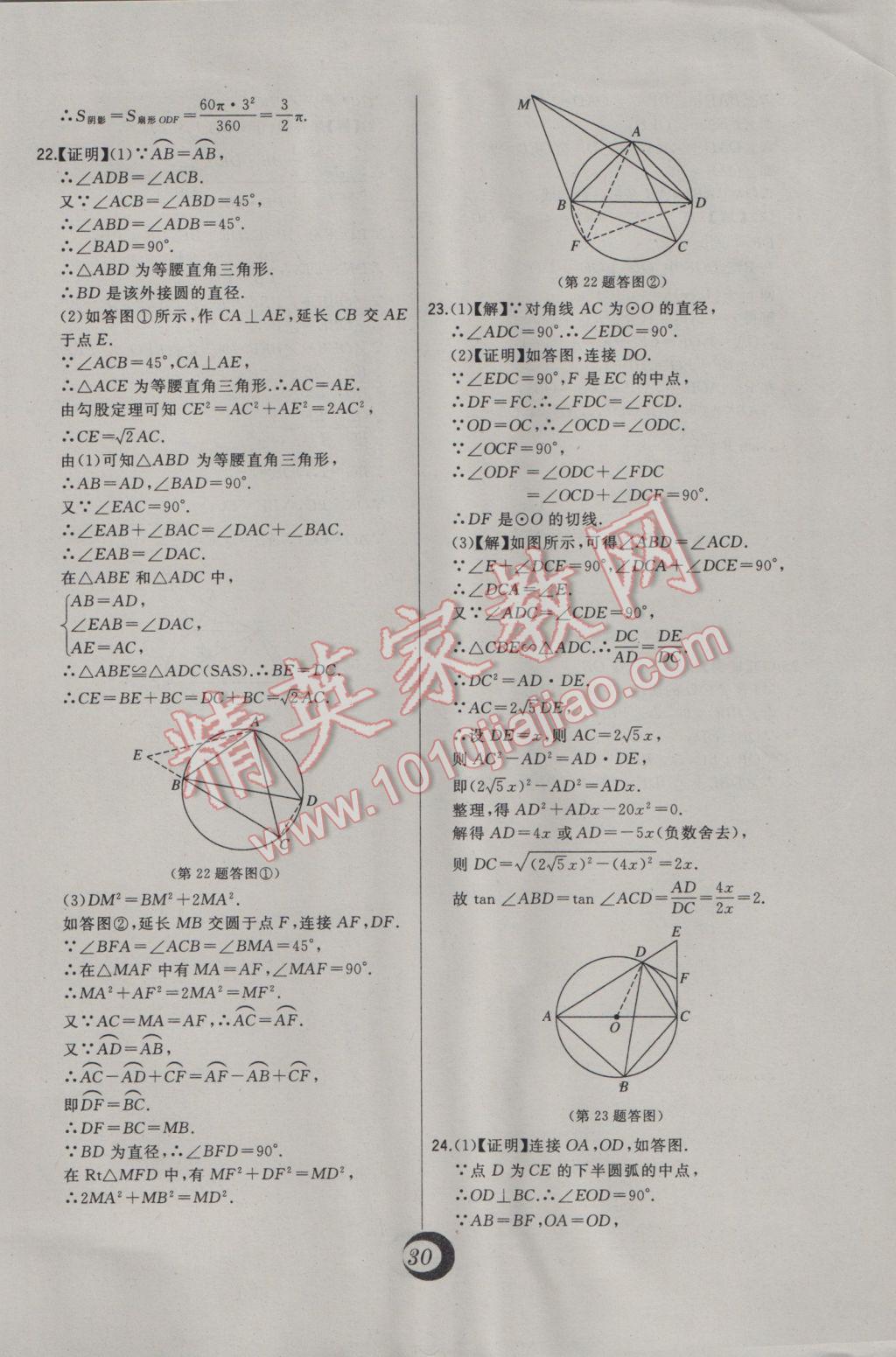 2017年北大绿卡九年级数学下册北师大版 中考真题精练答案第13页