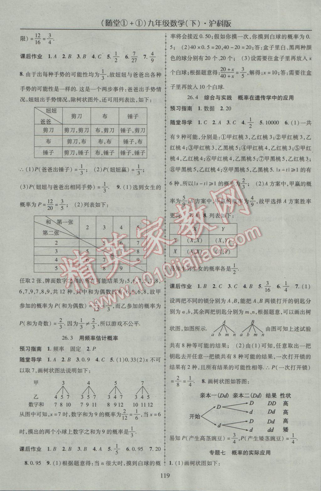 2017年隨堂1加1導(dǎo)練九年級(jí)數(shù)學(xué)下冊(cè)滬科版 參考答案第15頁