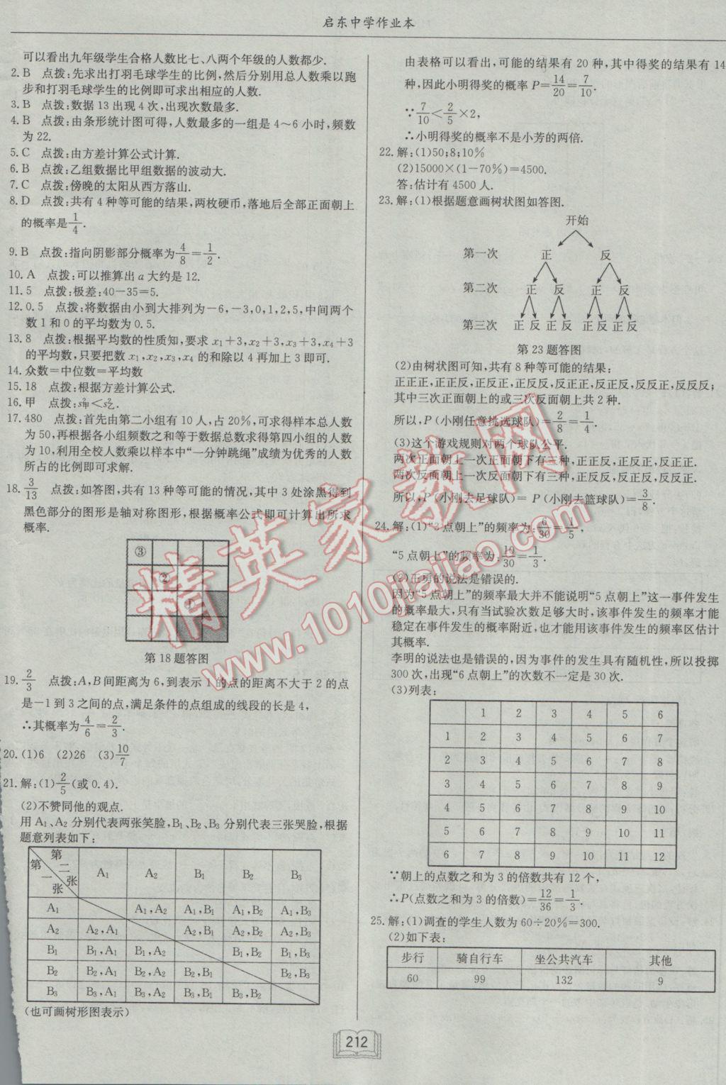 2017年啟東中學(xué)作業(yè)本九年級數(shù)學(xué)下冊滬科版 參考答案第40頁