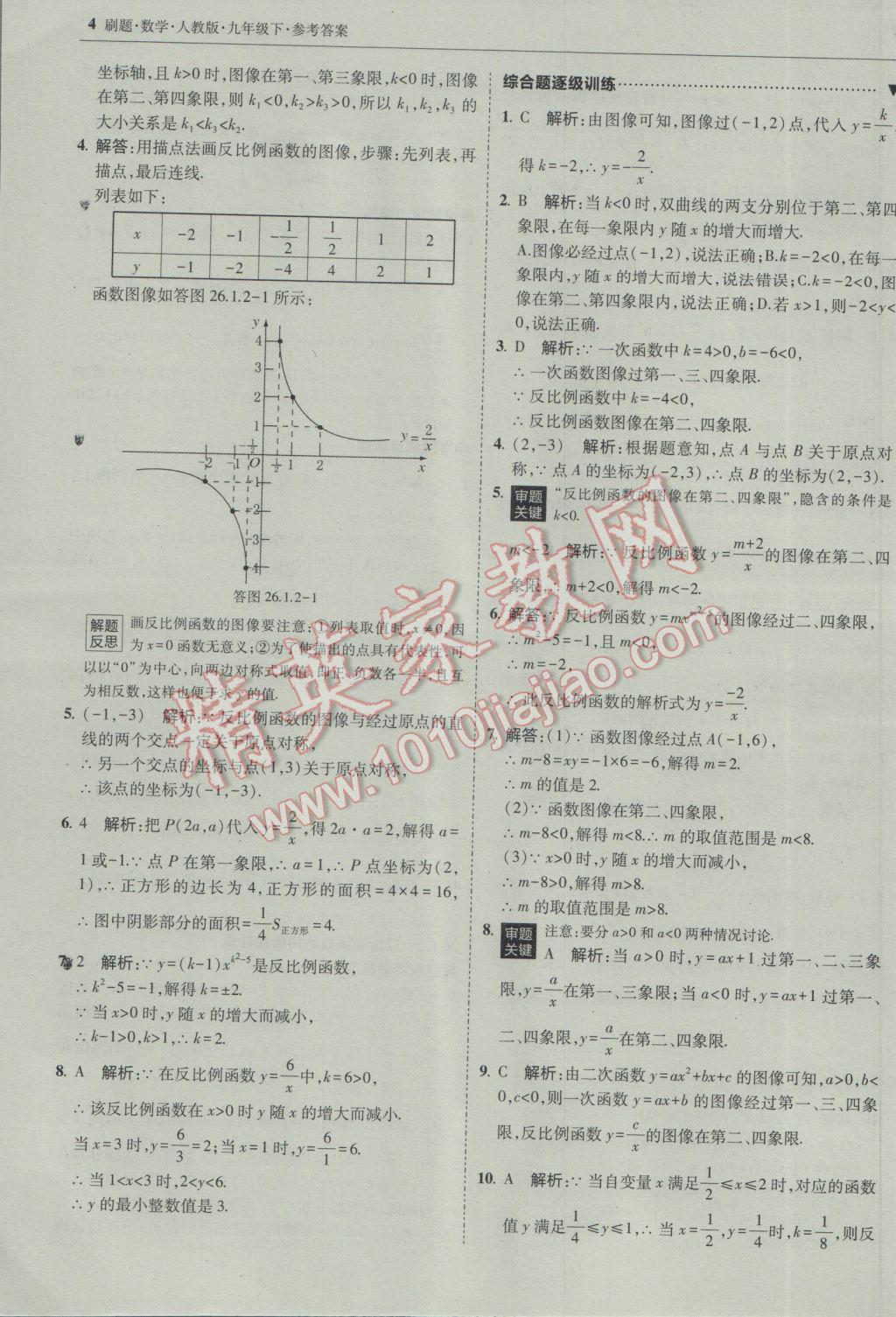 2017年北大绿卡刷题九年级数学下册人教版 参考答案第3页