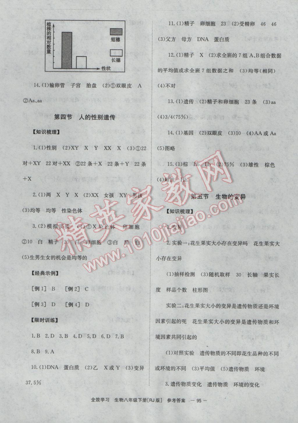 2017年全效學習八年級生物下冊人教版 參考答案第5頁
