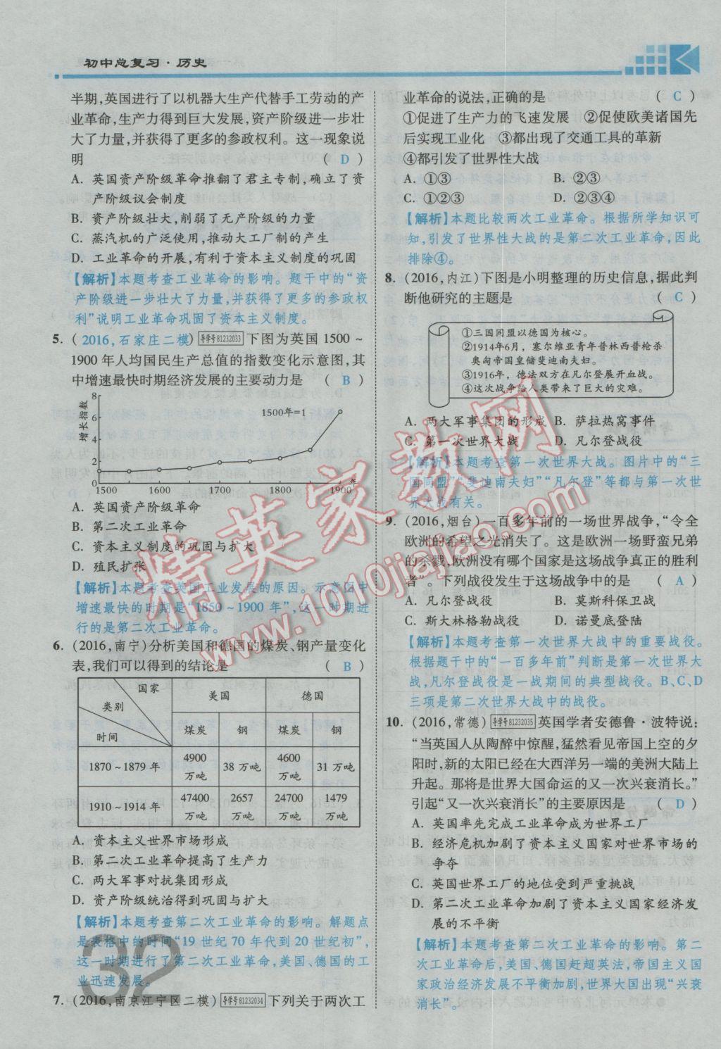 2017年金牌教练赢在燕赵初中总复习历史河北中考专用 第一部分主题一参考答案第36页