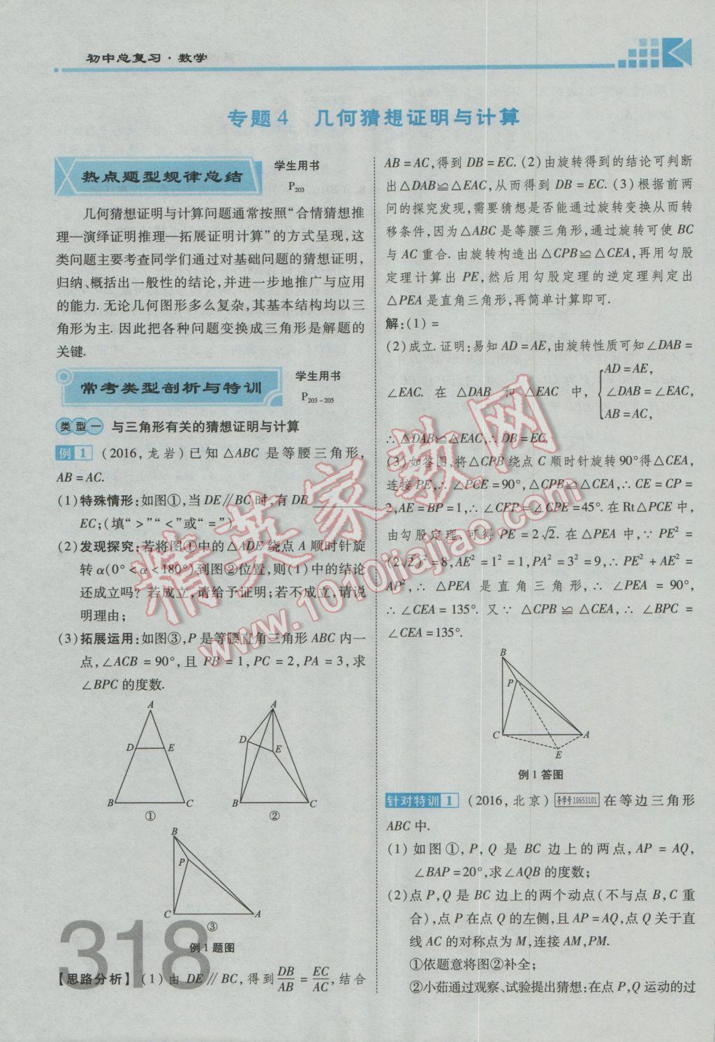 2017年金牌教練贏在燕趙初中總復(fù)習(xí)數(shù)學(xué)河北中考專用 第四部分參考答案第320頁