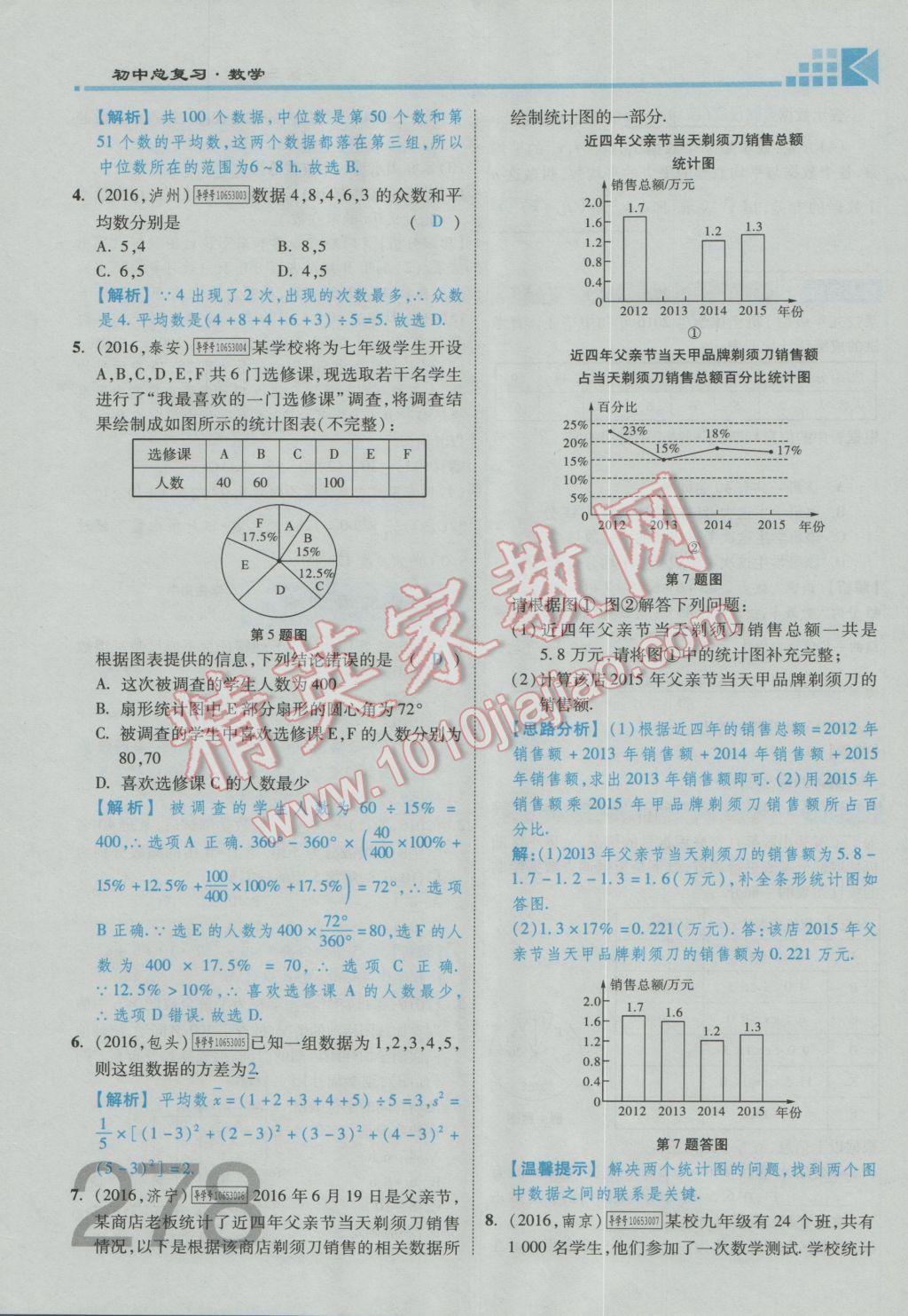 2017年金牌教練贏在燕趙初中總復習數(shù)學河北中考專用 第六章參考答案第173頁