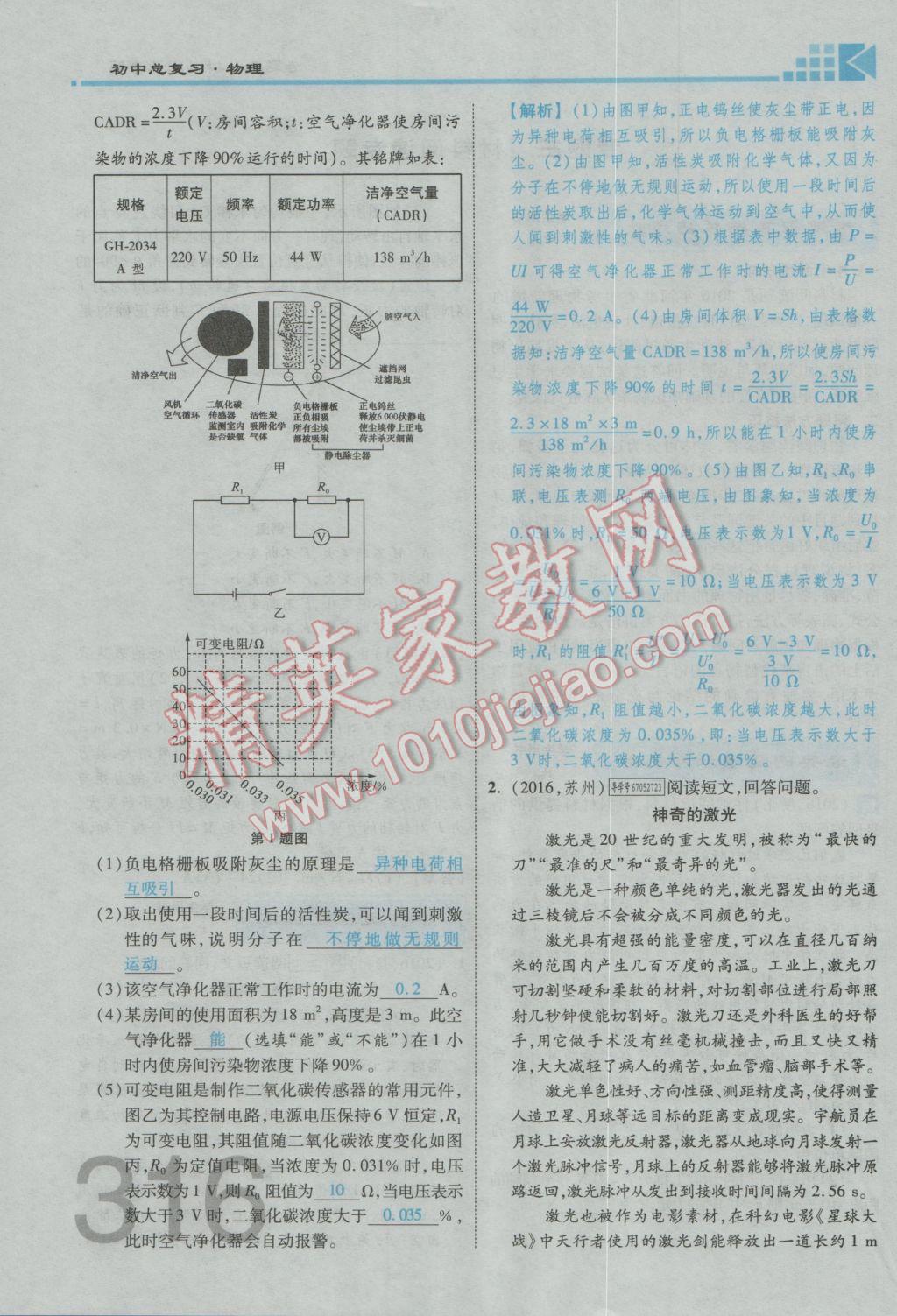 2017年金牌教练赢在燕赵初中总复习物理河北中考专用 热点专题突破参考答案第10页